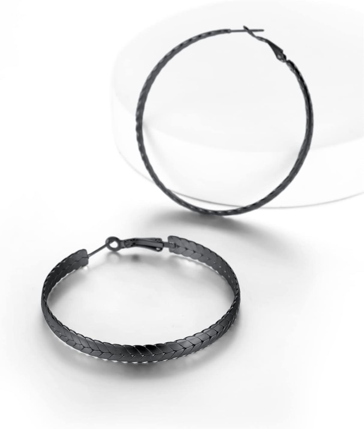 imageChainsHouse Hypoallergenic Hoop Earrings For Women 316L Stainless SteelBlack18K Real Gold Plated Minimalist Jewelry Round Tube Hoops Fits Sensitive Ears 30mm 40mm 60mm 80mm with Gift BoxD blackwheat