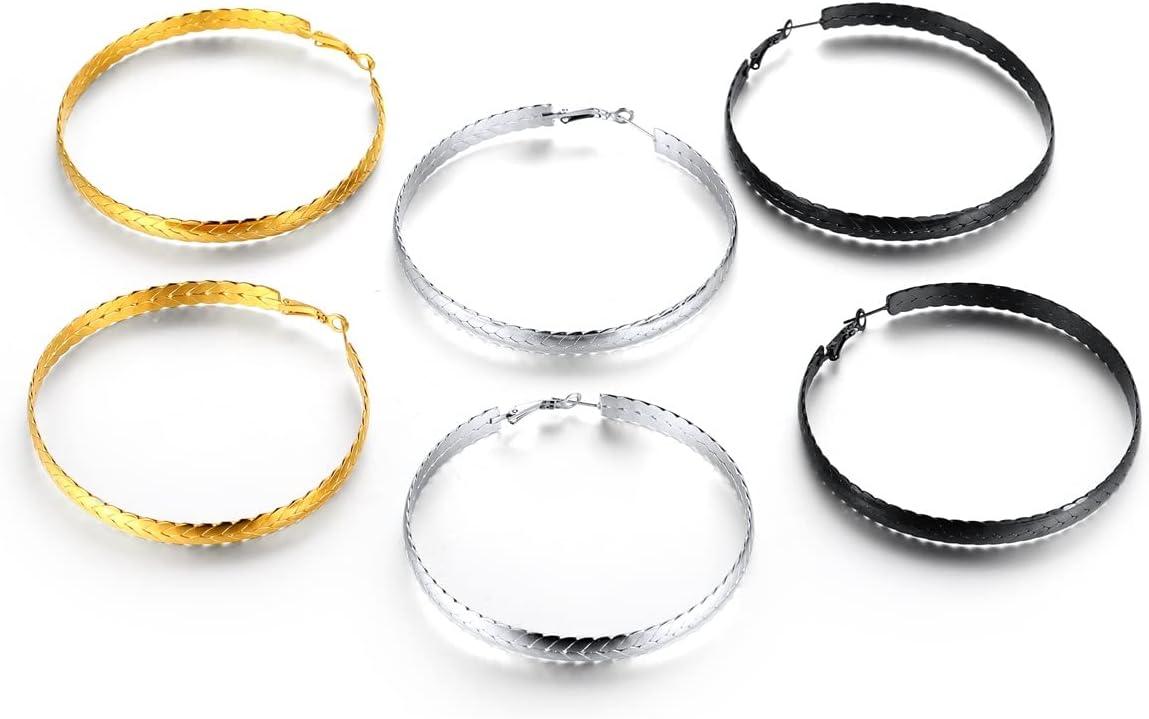 imageChainsHouse Hypoallergenic Hoop Earrings For Women 316L Stainless SteelBlack18K Real Gold Plated Minimalist Jewelry Round Tube Hoops Fits Sensitive Ears 30mm 40mm 60mm 80mm with Gift BoxD blackwheat