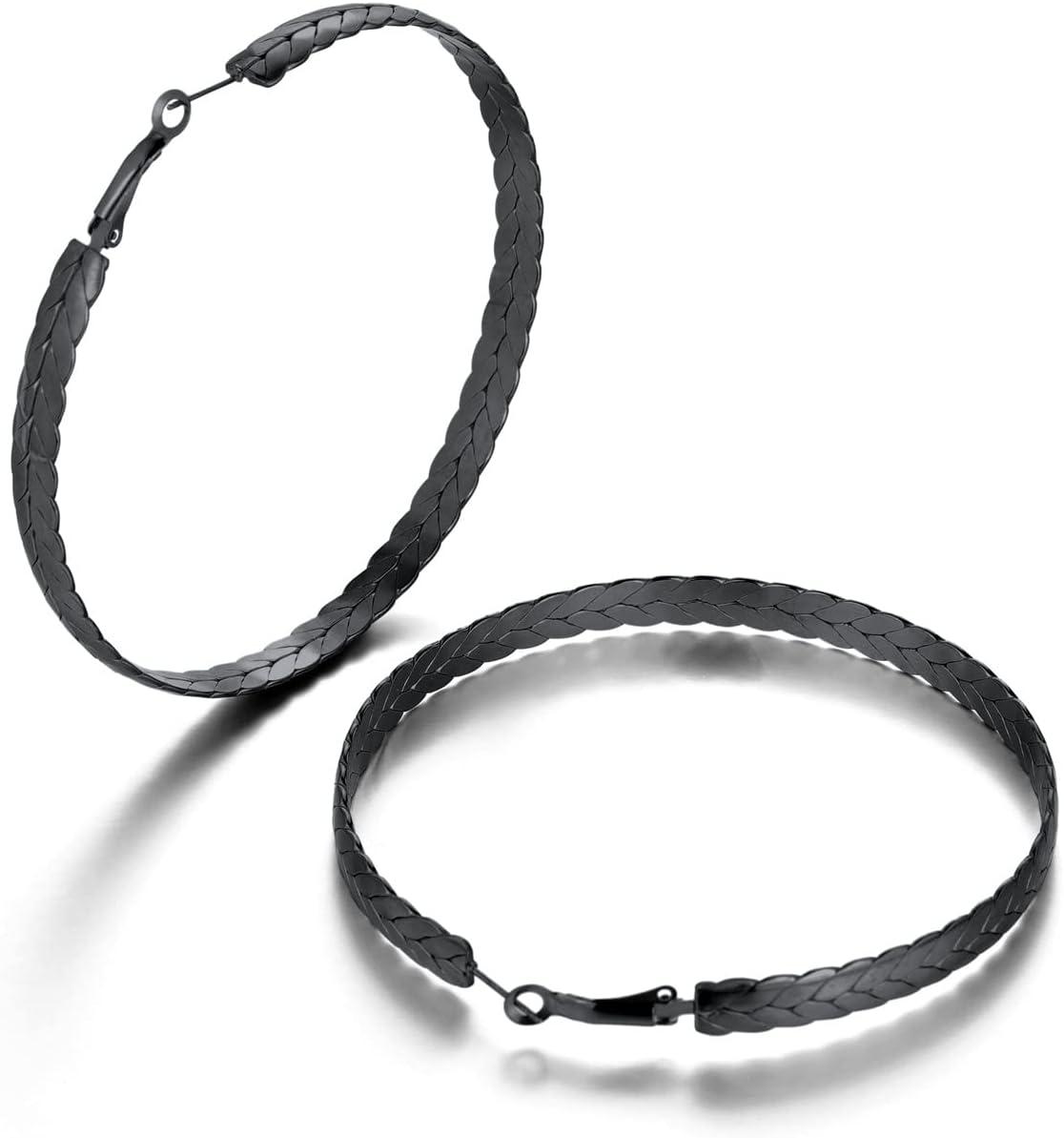 imageChainsHouse Hypoallergenic Hoop Earrings For Women 316L Stainless SteelBlack18K Real Gold Plated Minimalist Jewelry Round Tube Hoops Fits Sensitive Ears 30mm 40mm 60mm 80mm with Gift BoxD blackwheat