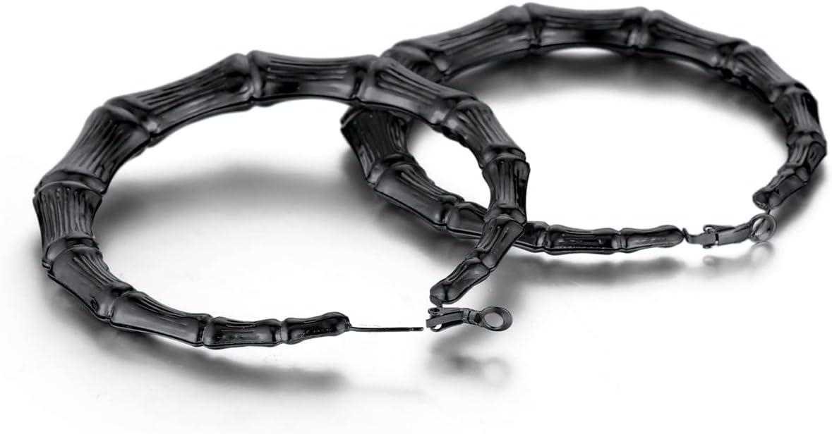 imageChainsHouse Hypoallergenic Hoop Earrings For Women 316L Stainless SteelBlack18K Real Gold Plated Minimalist Jewelry Round Tube Hoops Fits Sensitive Ears 30mm 40mm 60mm 80mm with Gift BoxE blackbamboo