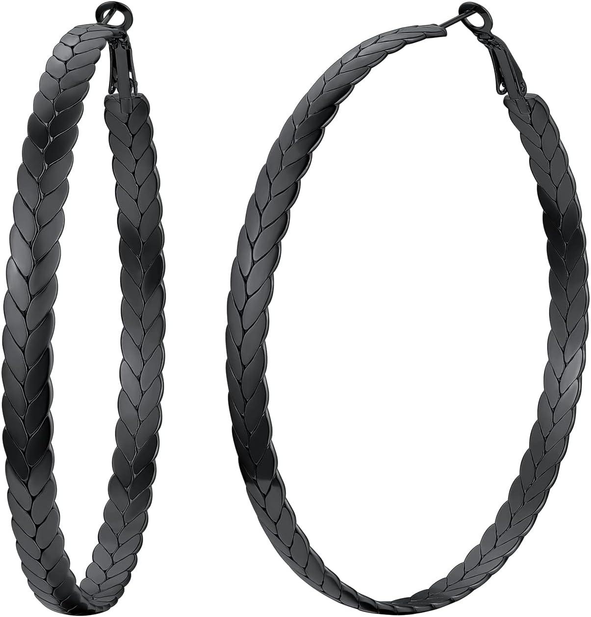 imageChainsHouse Hypoallergenic Hoop Earrings For Women 316L Stainless SteelBlack18K Real Gold Plated Minimalist Jewelry Round Tube Hoops Fits Sensitive Ears 30mm 40mm 60mm 80mm with Gift BoxD blackwheat