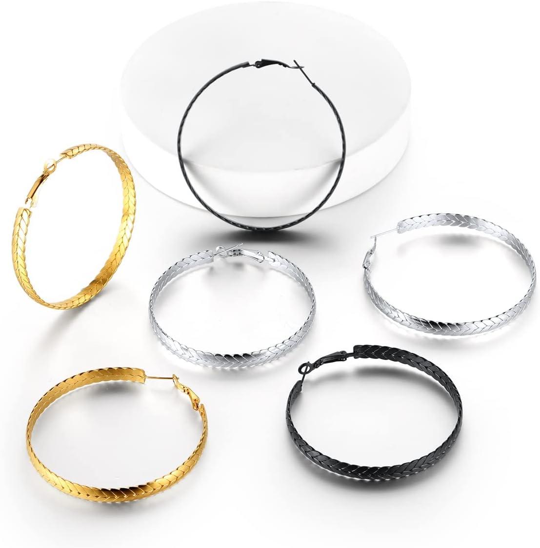 imageChainsHouse Hypoallergenic Hoop Earrings For Women 316L Stainless SteelBlack18K Real Gold Plated Minimalist Jewelry Round Tube Hoops Fits Sensitive Ears 30mm 40mm 60mm 80mm with Gift BoxD blackwheat