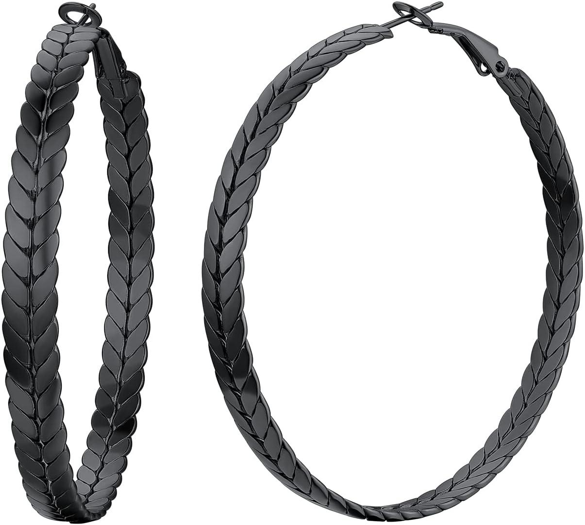 imageChainsHouse Hypoallergenic Hoop Earrings For Women 316L Stainless SteelBlack18K Real Gold Plated Minimalist Jewelry Round Tube Hoops Fits Sensitive Ears 30mm 40mm 60mm 80mm with Gift BoxD blackwheat