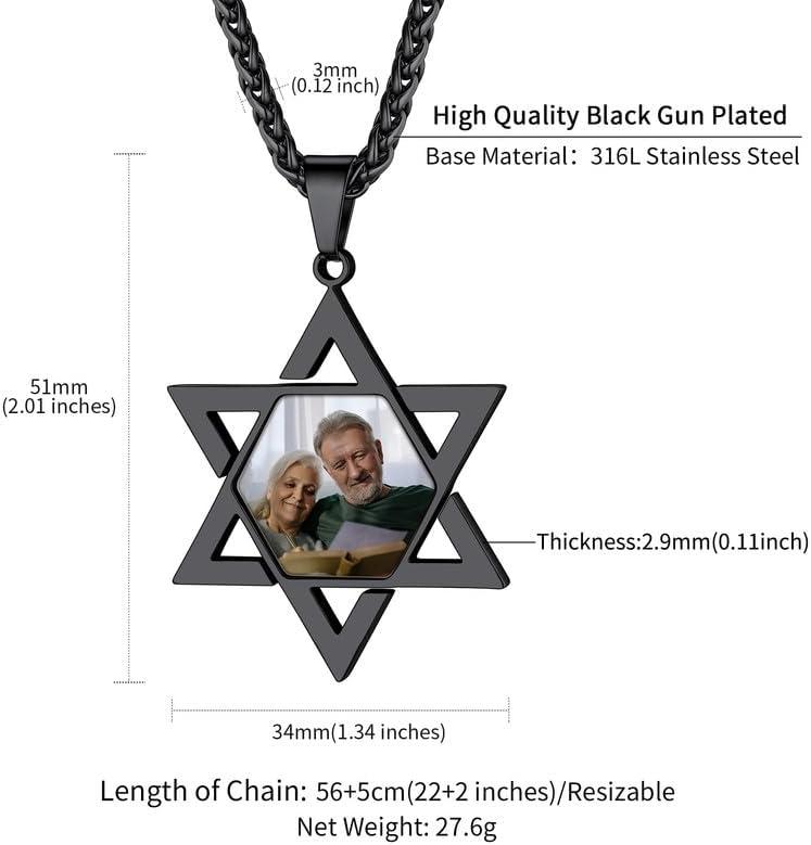 imageChainsHouse Magen Star of David Necklace for Men Women Stainless Steel18K Gold Plated HexagramDog Tag Pendant Jewish Israel Jewelry02BlackDavid Star