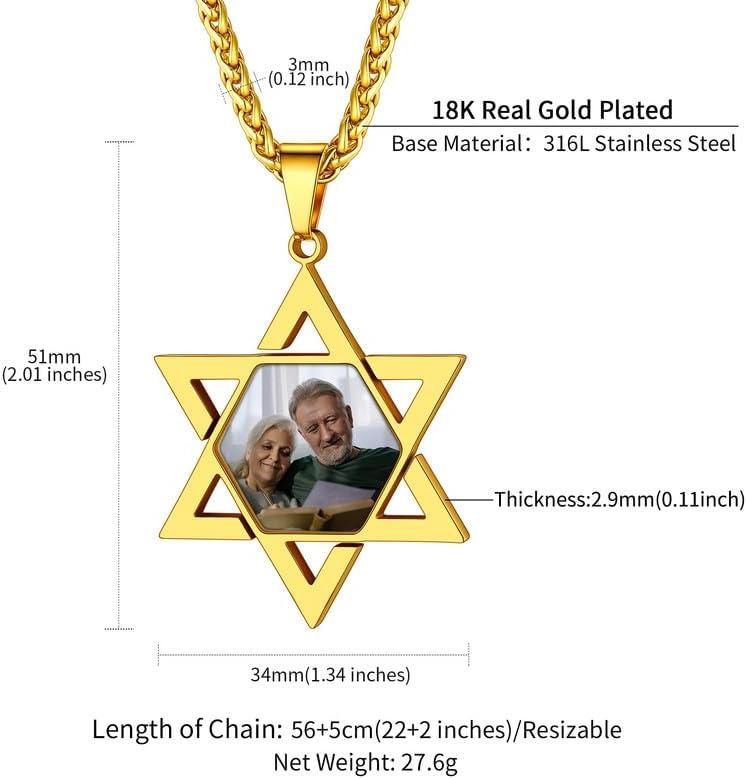 imageChainsHouse Magen Star of David Necklace for Men Women Stainless Steel18K Gold Plated HexagramDog Tag Pendant Jewish Israel Jewelry02GoldDavid Star