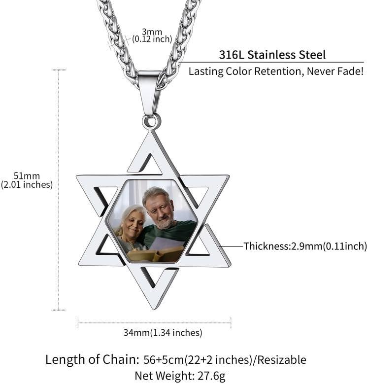 imageChainsHouse Magen Star of David Necklace for Men Women Stainless Steel18K Gold Plated HexagramDog Tag Pendant Jewish Israel Jewelry02SteelDavid Star