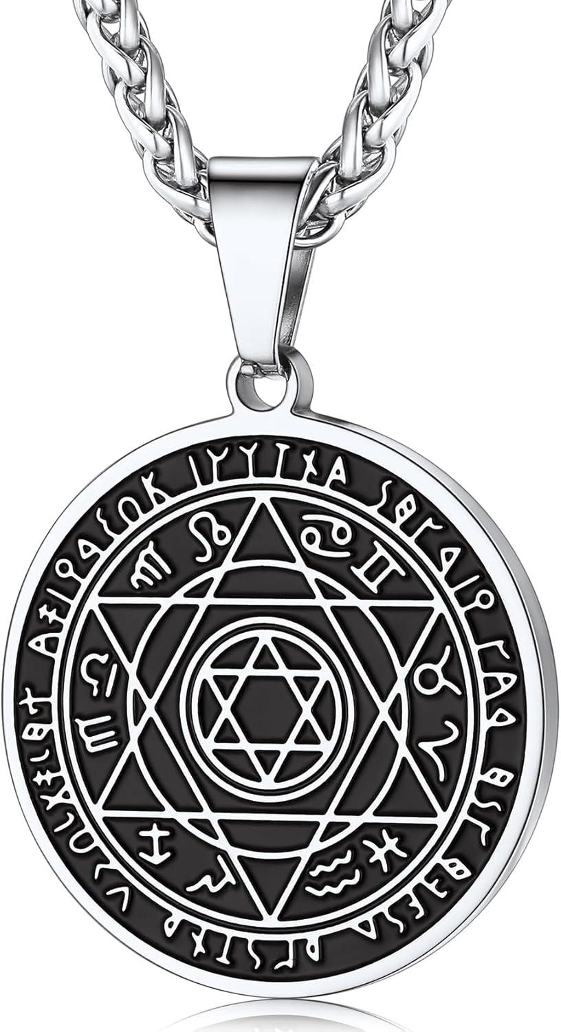 imageChainsHouse Magen Star of David Necklace for Men Women Stainless Steel18K Gold Plated HexagramDog Tag Pendant Jewish Israel Jewelry03SteelRound Star