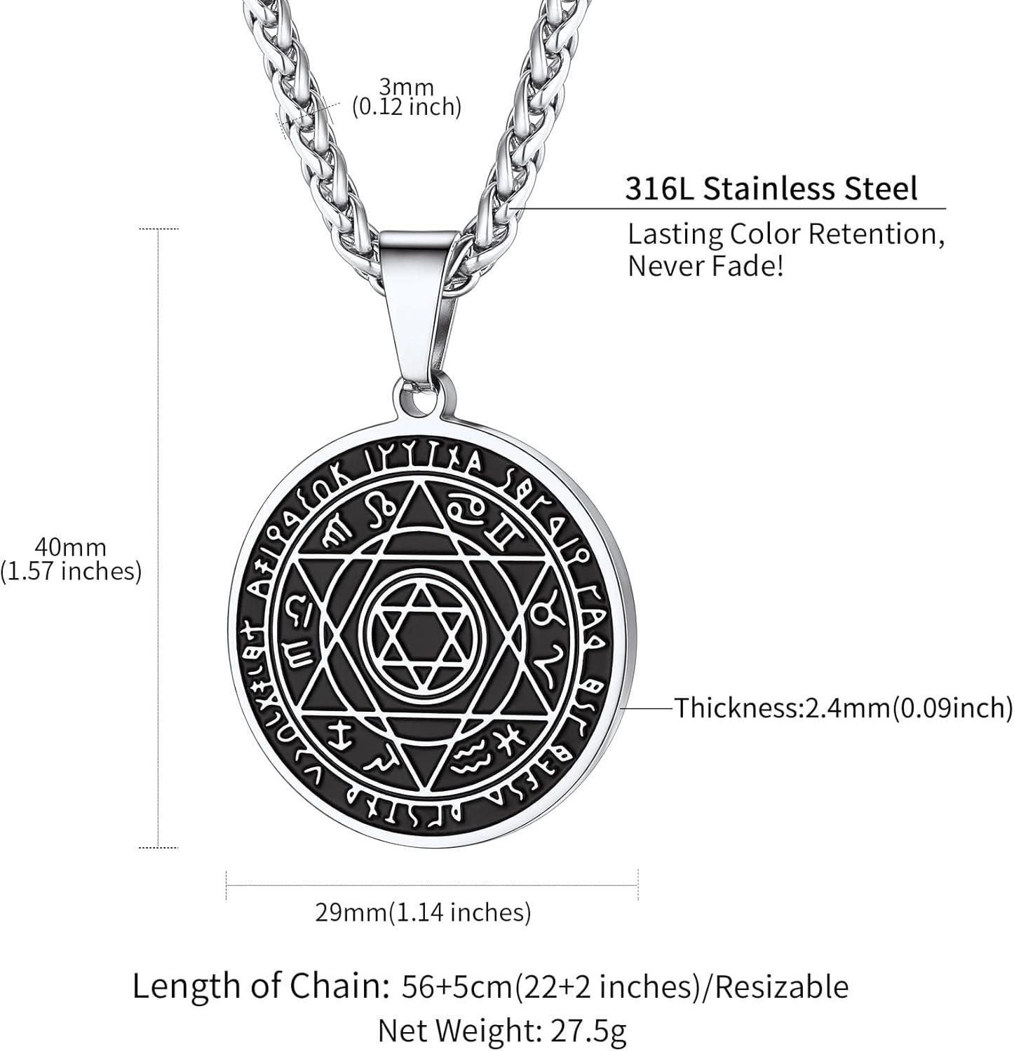 imageChainsHouse Magen Star of David Necklace for Men Women Stainless Steel18K Gold Plated HexagramDog Tag Pendant Jewish Israel Jewelry03SteelRound Star