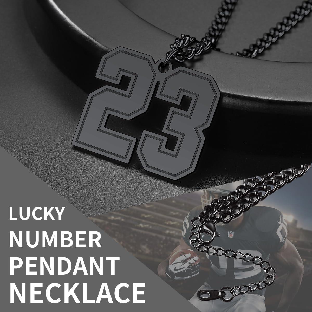imageChainsHouse Men 09 Jersey Number Necklace Custom Necklace BaseballBasketballFootball with Number Personalized Number Pendant Stainless Steel Chain Sports Necklaces for Men Women with Gift Box0199 Number CustomBlack