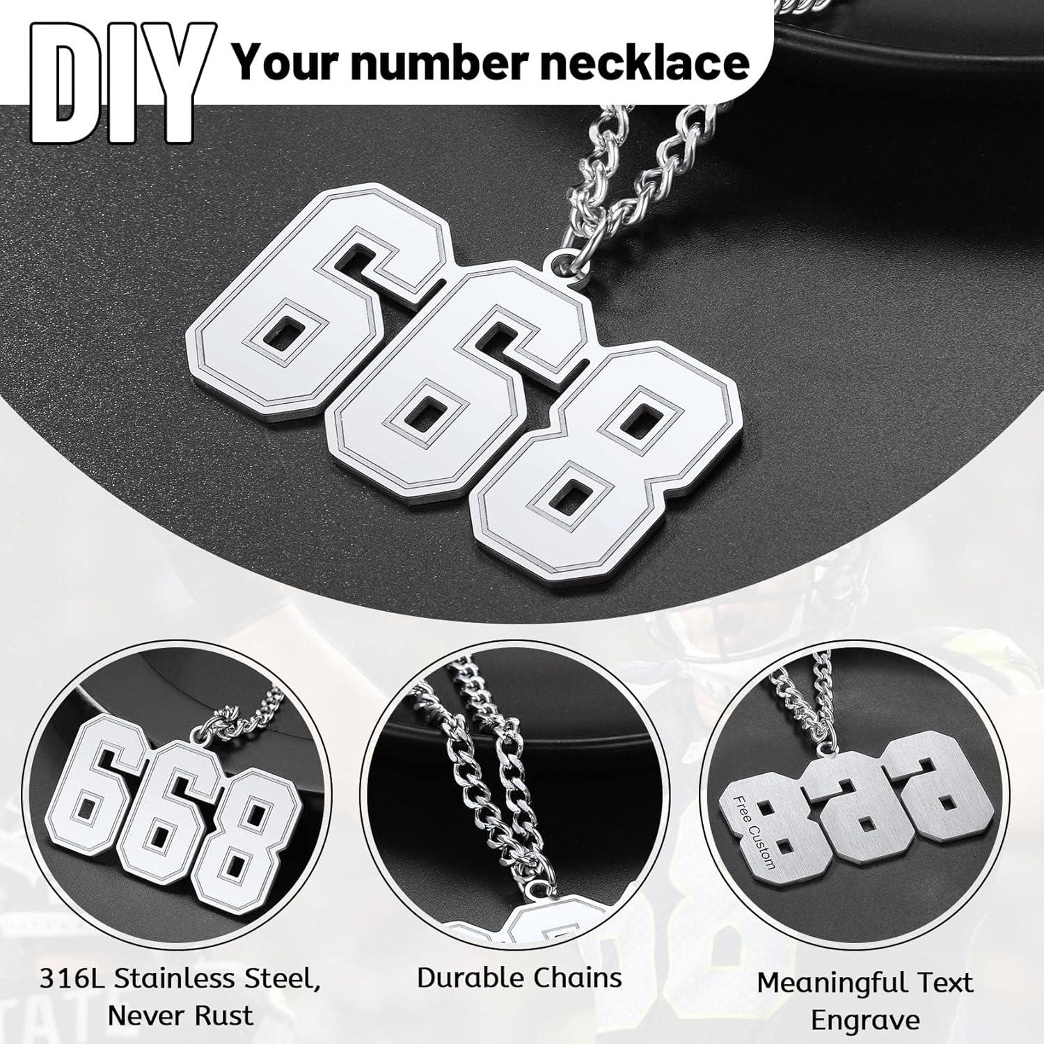 imageChainsHouse Men 09 Jersey Number Necklace Custom Necklace BaseballBasketballFootball with Number Personalized Number Pendant Stainless Steel Chain Sports Necklaces for Men Women with Gift Box001999 Number CustomSteel