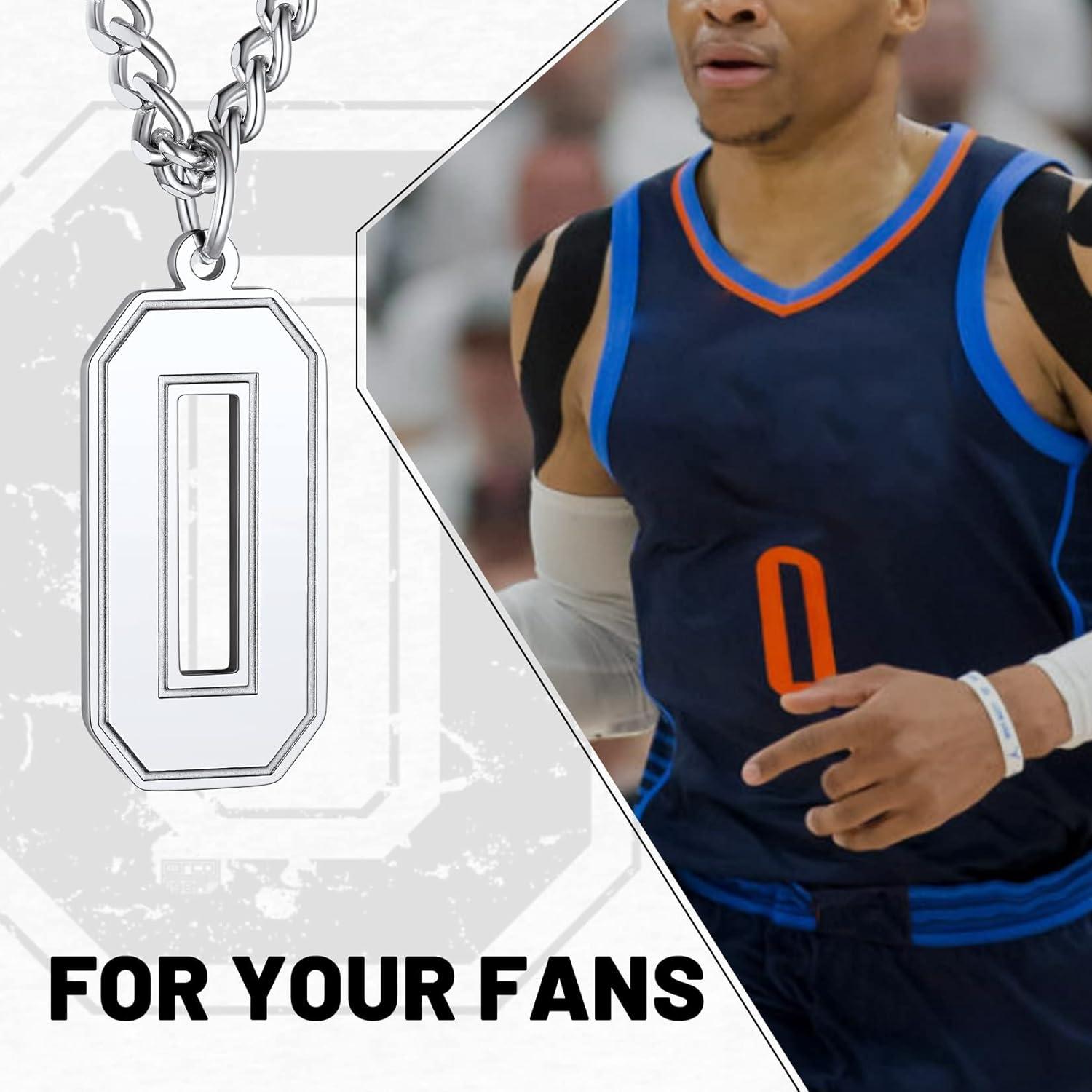 imageChainsHouse Men 09 Jersey Number Necklace Custom Necklace BaseballBasketballFootball with Number Personalized Number Pendant Stainless Steel Chain Sports Necklaces for Men Women with Gift BoxNumber 0Steel