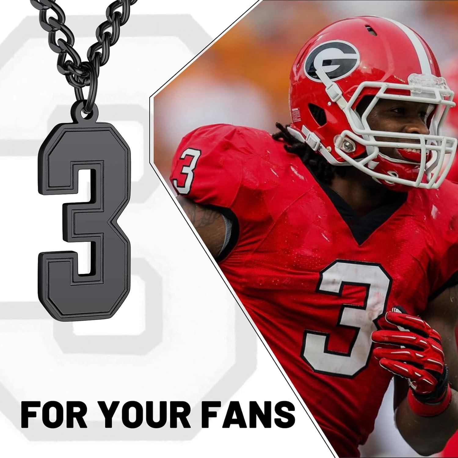 imageChainsHouse Men 09 Jersey Number Necklace Custom Necklace BaseballBasketballFootball with Number Personalized Number Pendant Stainless Steel Chain Sports Necklaces for Men Women with Gift BoxNumber 3Black