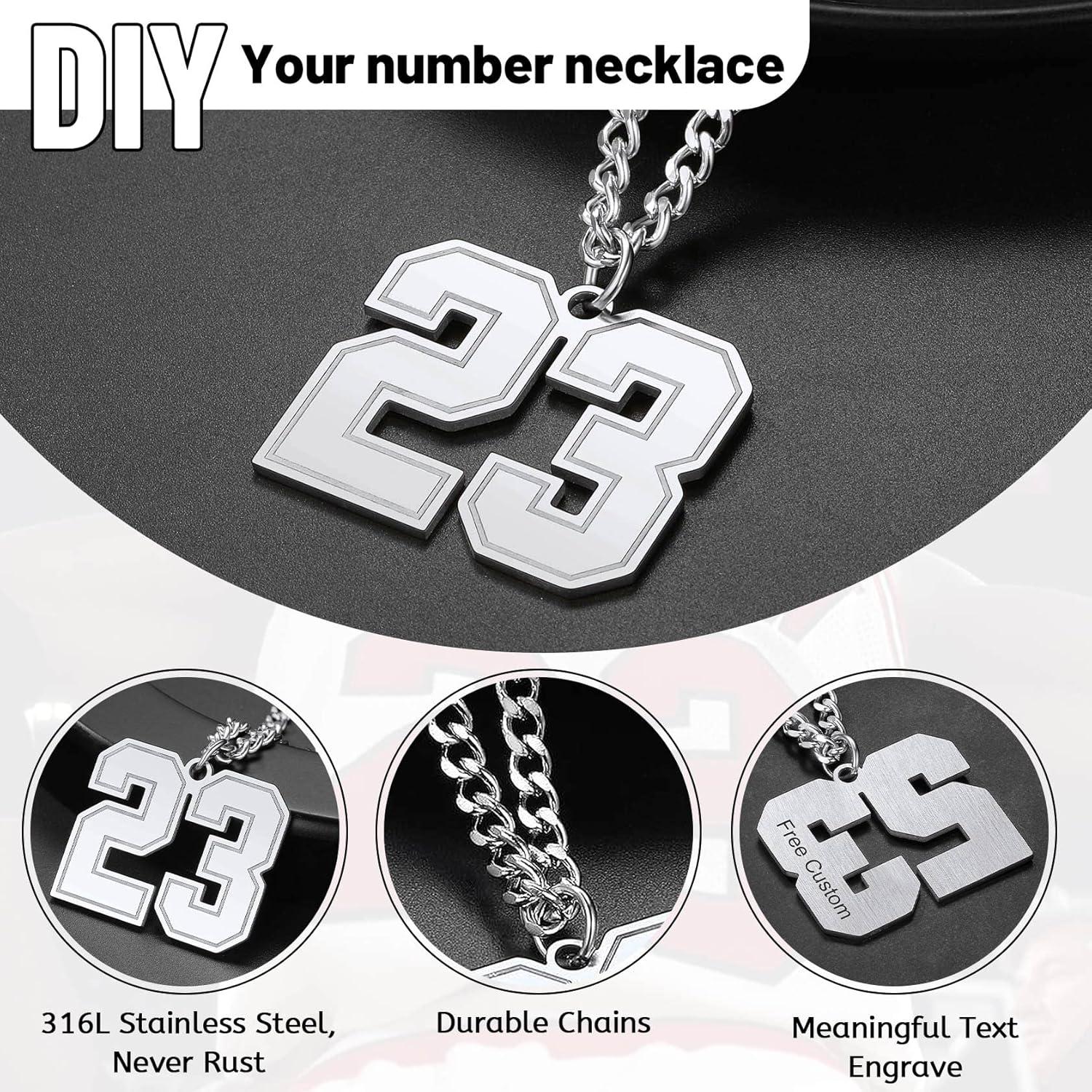 imageChainsHouse Men 09 Jersey Number Necklace Custom Necklace BaseballBasketballFootball with Number Personalized Number Pendant Stainless Steel Chain Sports Necklaces for Men Women with Gift Box0199 Number CustomSteel