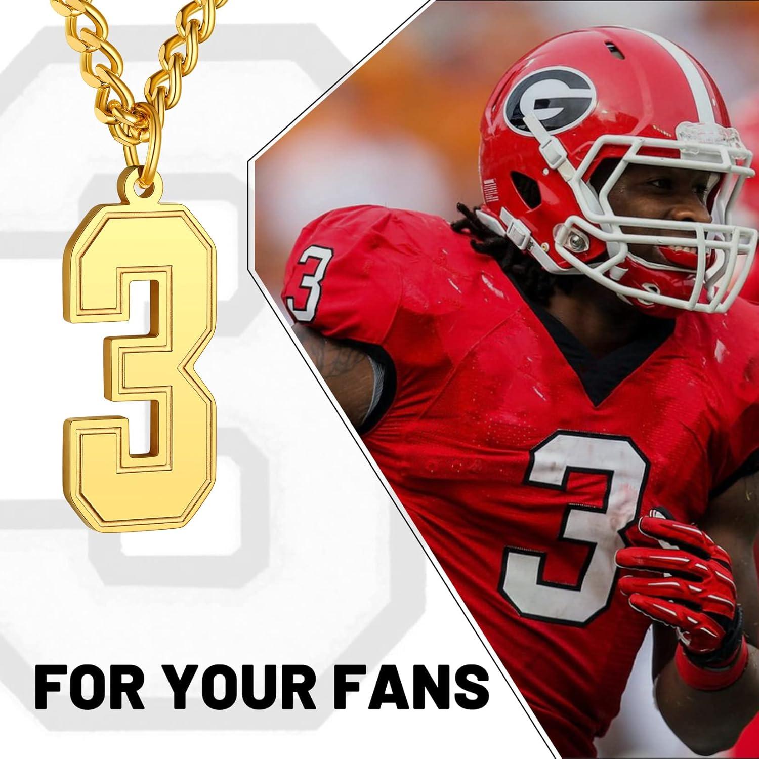 imageChainsHouse Men 09 Jersey Number Necklace Custom Necklace BaseballBasketballFootball with Number Personalized Number Pendant Stainless Steel Chain Sports Necklaces for Men Women with Gift BoxNumber 3Gold