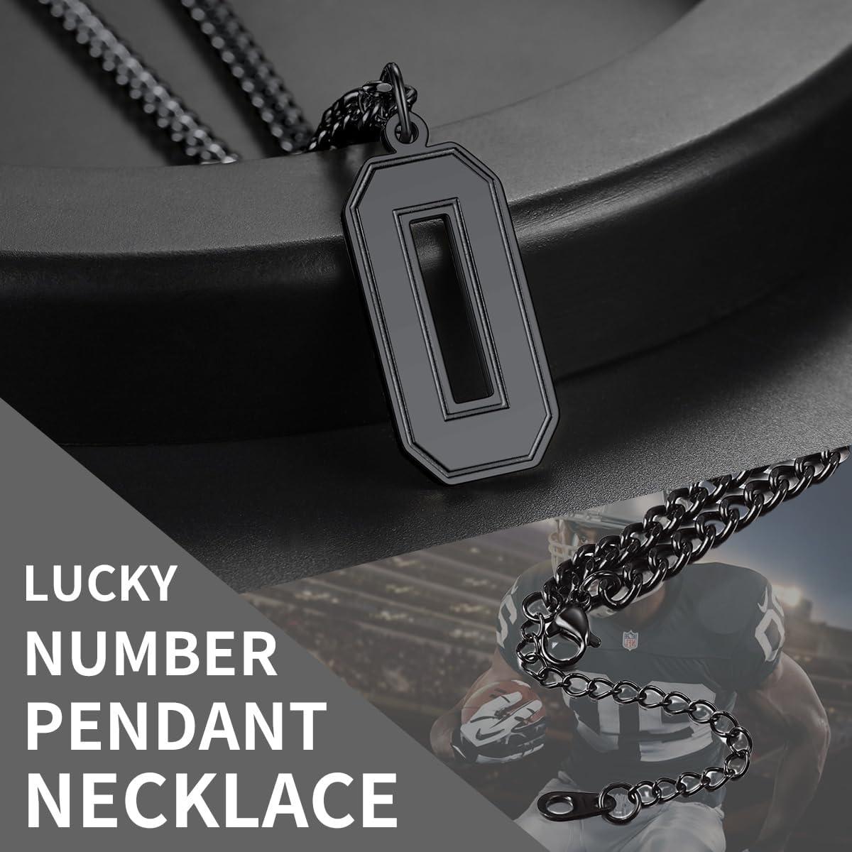 imageChainsHouse Men 09 Jersey Number Necklace Custom Necklace BaseballBasketballFootball with Number Personalized Number Pendant Stainless Steel Chain Sports Necklaces for Men Women with Gift BoxNumber 1Black