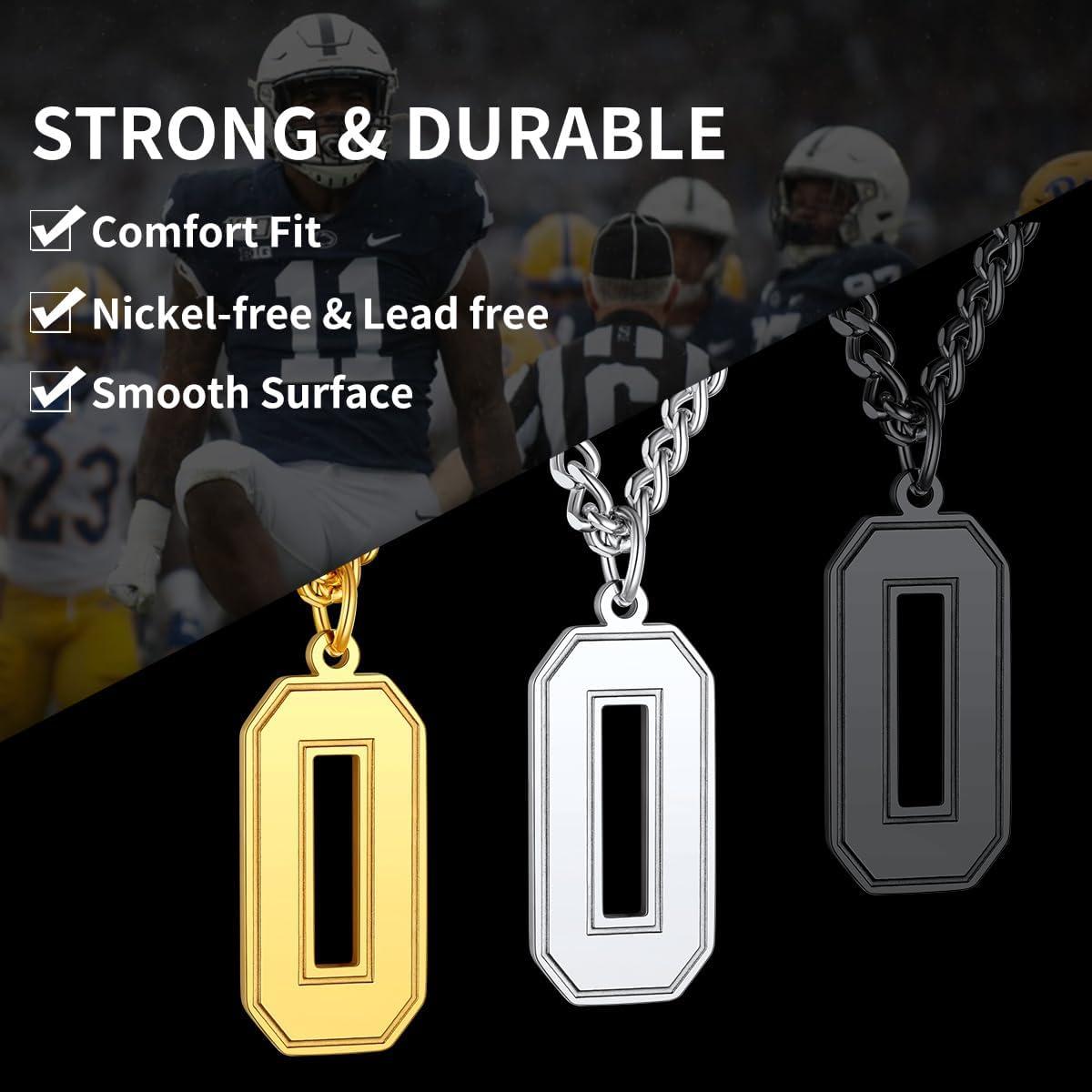 imageChainsHouse Men 09 Jersey Number Necklace Custom Necklace BaseballBasketballFootball with Number Personalized Number Pendant Stainless Steel Chain Sports Necklaces for Men Women with Gift BoxNumber 0Steel