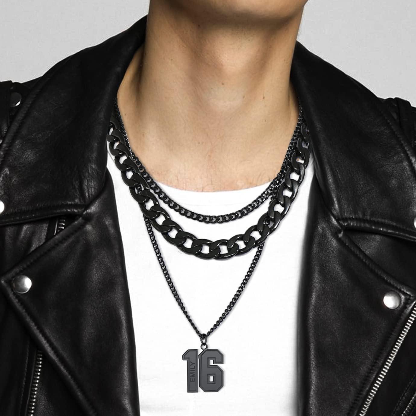 imageChainsHouse Men 09 Jersey Number Necklace Custom Necklace BaseballBasketballFootball with Number Personalized Number Pendant Stainless Steel Chain Sports Necklaces for Men Women with Gift Box0199 Number Name CustomBlack