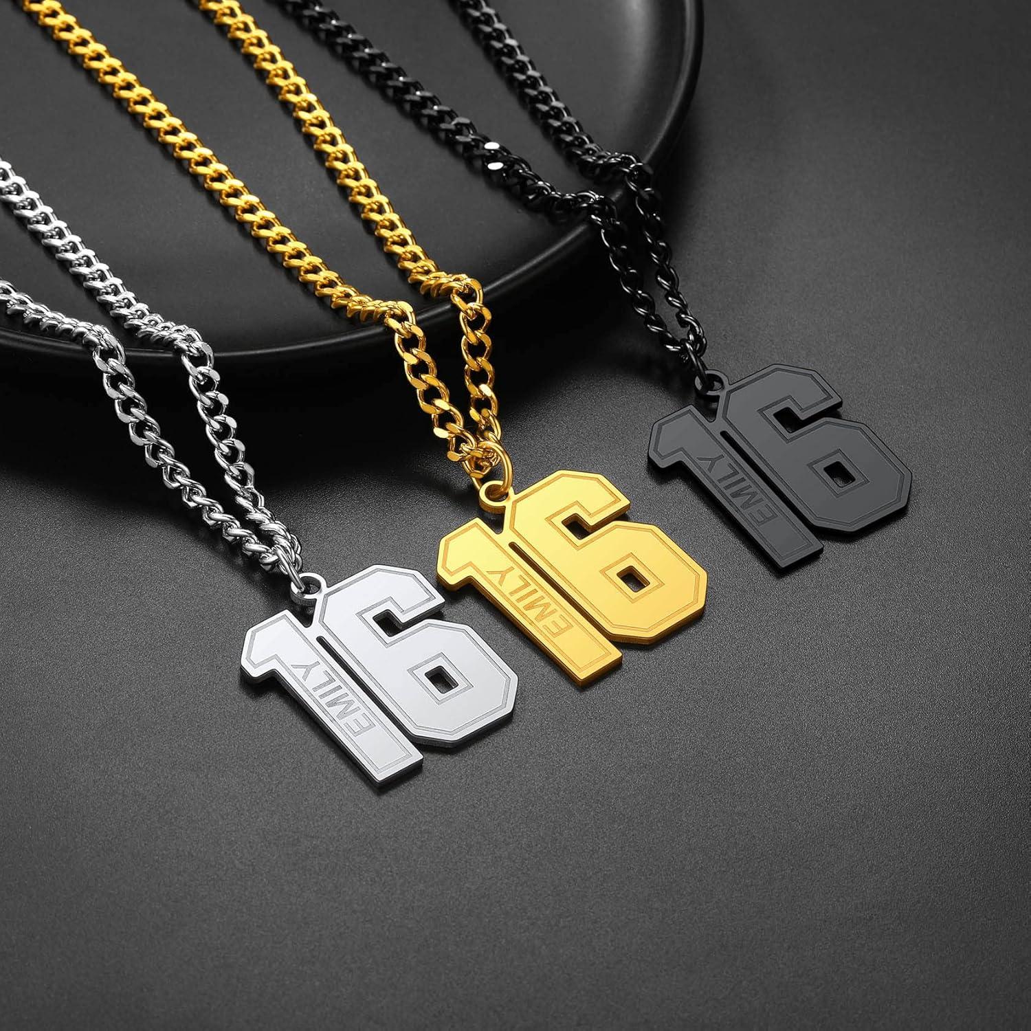 imageChainsHouse Men 09 Jersey Number Necklace Custom Necklace BaseballBasketballFootball with Number Personalized Number Pendant Stainless Steel Chain Sports Necklaces for Men Women with Gift Box0199 Number Name CustomGold