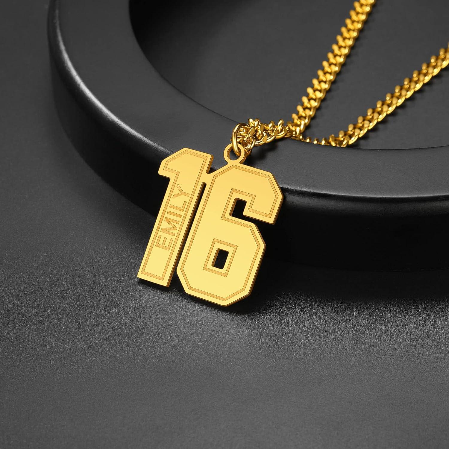 imageChainsHouse Men 09 Jersey Number Necklace Custom Necklace BaseballBasketballFootball with Number Personalized Number Pendant Stainless Steel Chain Sports Necklaces for Men Women with Gift Box0199 Number Name CustomGold