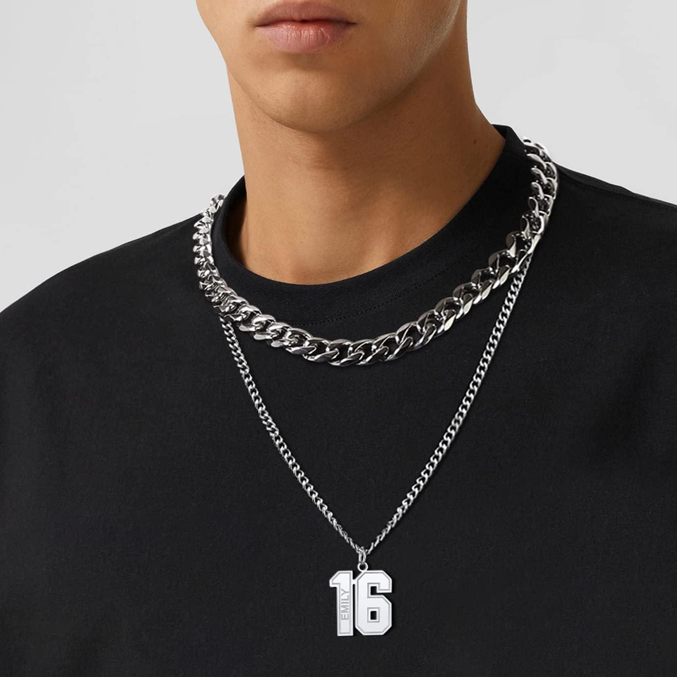 imageChainsHouse Men 09 Jersey Number Necklace Custom Necklace BaseballBasketballFootball with Number Personalized Number Pendant Stainless Steel Chain Sports Necklaces for Men Women with Gift Box0199 Number Name CustomSteel