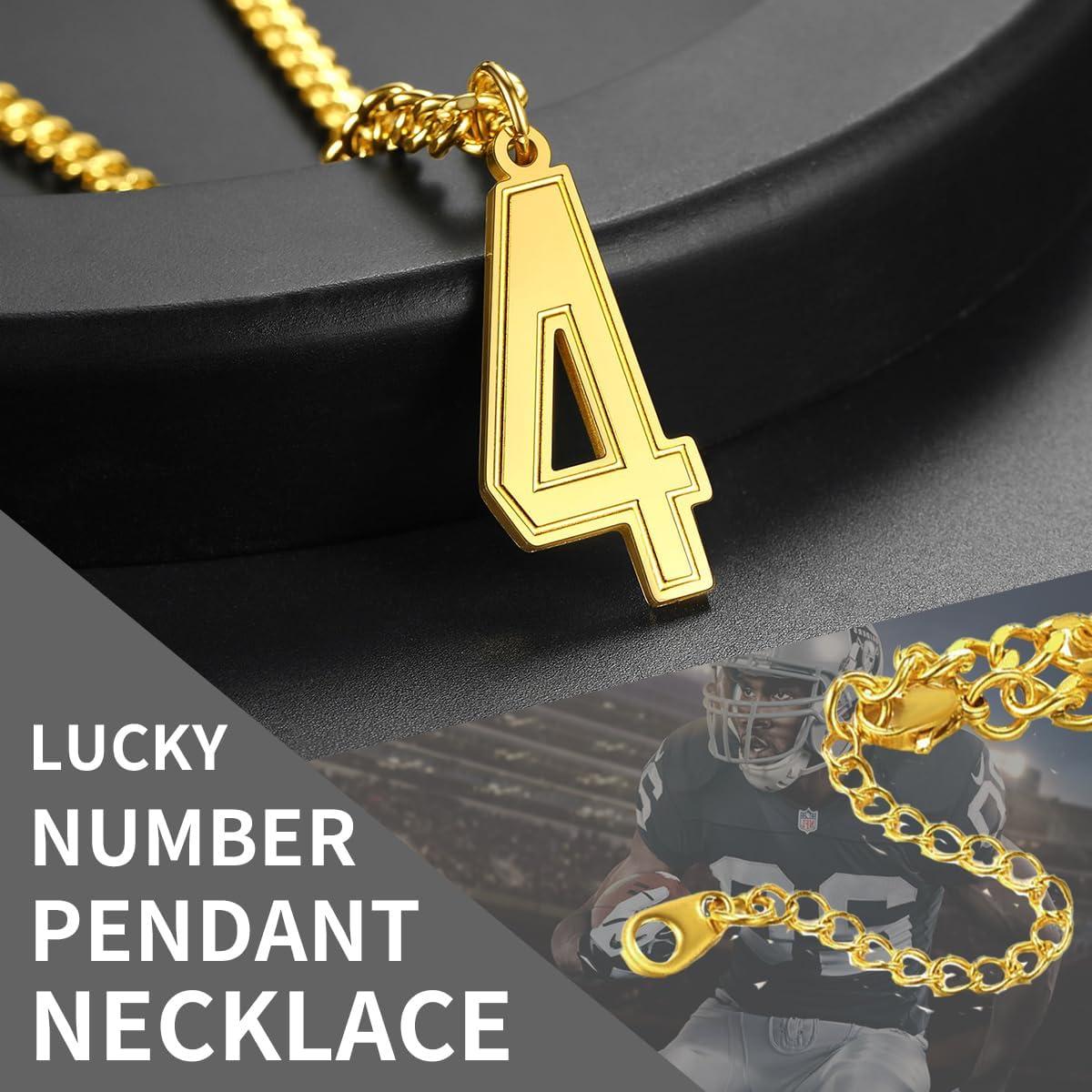 imageChainsHouse Men 09 Jersey Number Necklace Custom Necklace BaseballBasketballFootball with Number Personalized Number Pendant Stainless Steel Chain Sports Necklaces for Men Women with Gift BoxNumber 3Gold