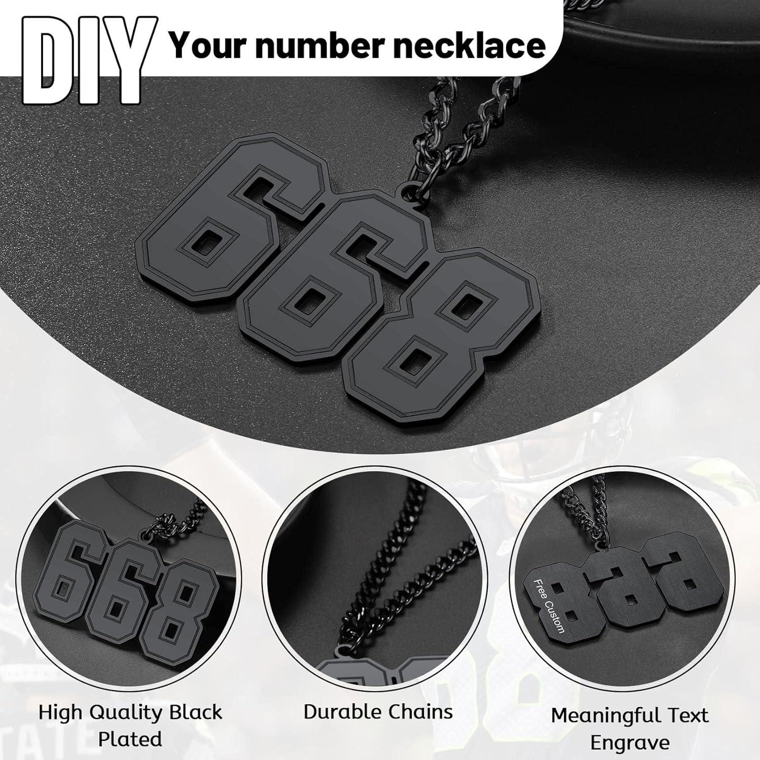 imageChainsHouse Men 09 Jersey Number Necklace Custom Necklace BaseballBasketballFootball with Number Personalized Number Pendant Stainless Steel Chain Sports Necklaces for Men Women with Gift Box001999 Number CustomBlack