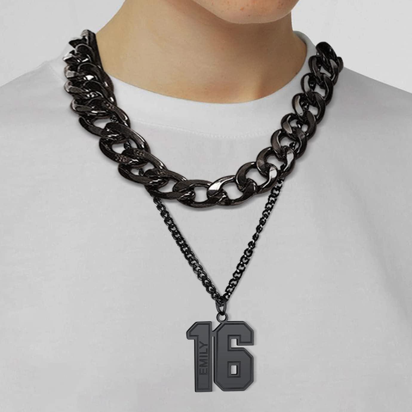 imageChainsHouse Men 09 Jersey Number Necklace Custom Necklace BaseballBasketballFootball with Number Personalized Number Pendant Stainless Steel Chain Sports Necklaces for Men Women with Gift Box0199 Number Name CustomBlack
