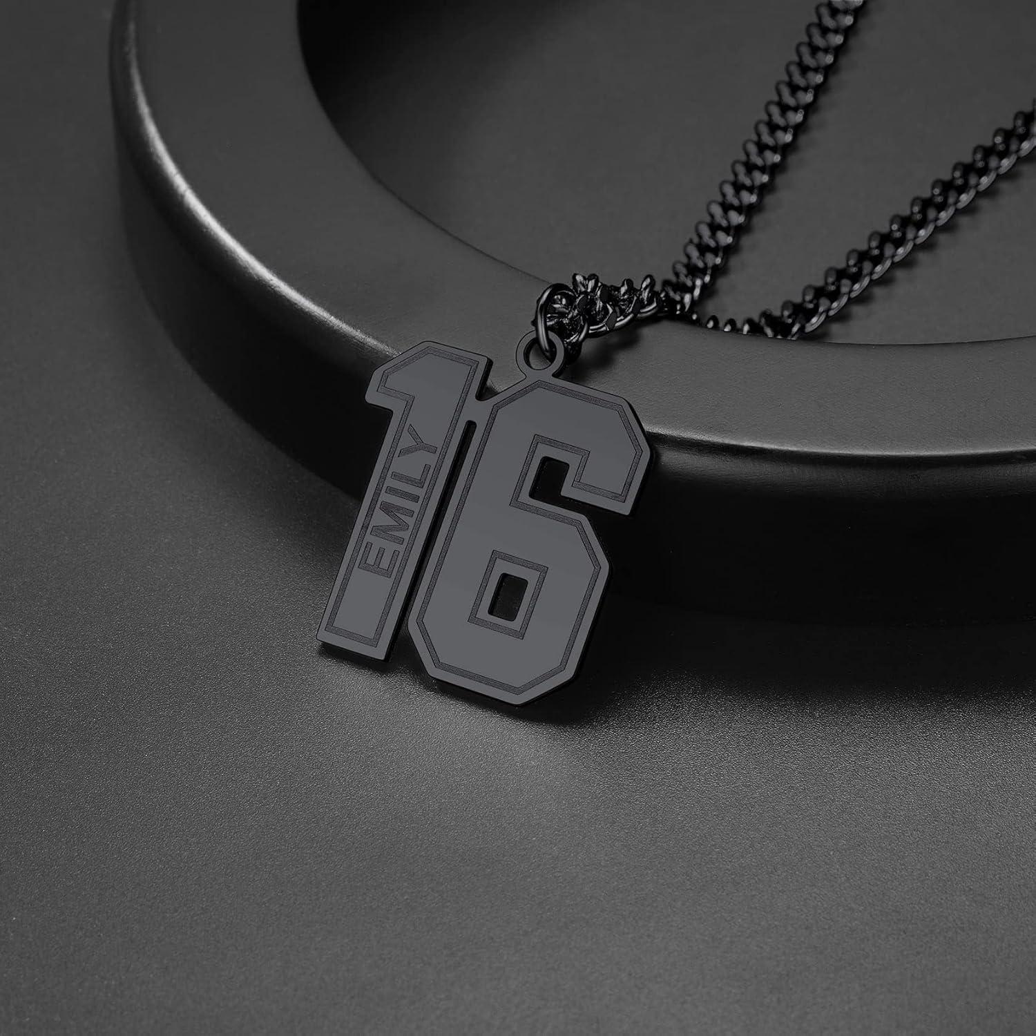 imageChainsHouse Men 09 Jersey Number Necklace Custom Necklace BaseballBasketballFootball with Number Personalized Number Pendant Stainless Steel Chain Sports Necklaces for Men Women with Gift Box0199 Number Name CustomBlack