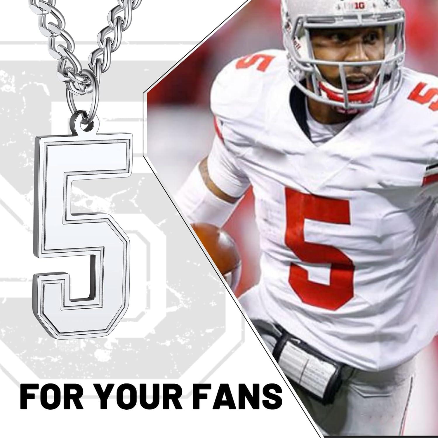 imageChainsHouse Men 09 Jersey Number Necklace Custom Necklace BaseballBasketballFootball with Number Personalized Number Pendant Stainless Steel Chain Sports Necklaces for Men Women with Gift BoxNumber 5Steel