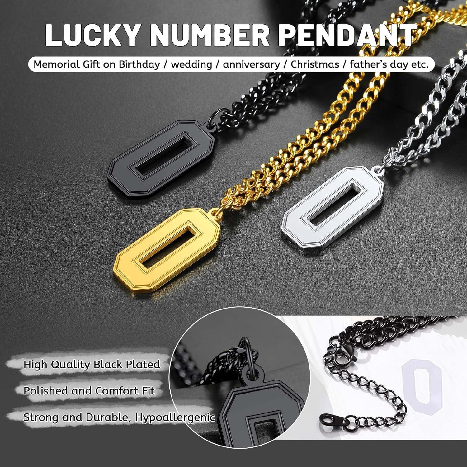 imageChainsHouse Men 09 Jersey Number Necklace Custom Necklace BaseballBasketballFootball with Number Personalized Number Pendant Stainless Steel Chain Sports Necklaces for Men Women with Gift BoxNumber 3Black