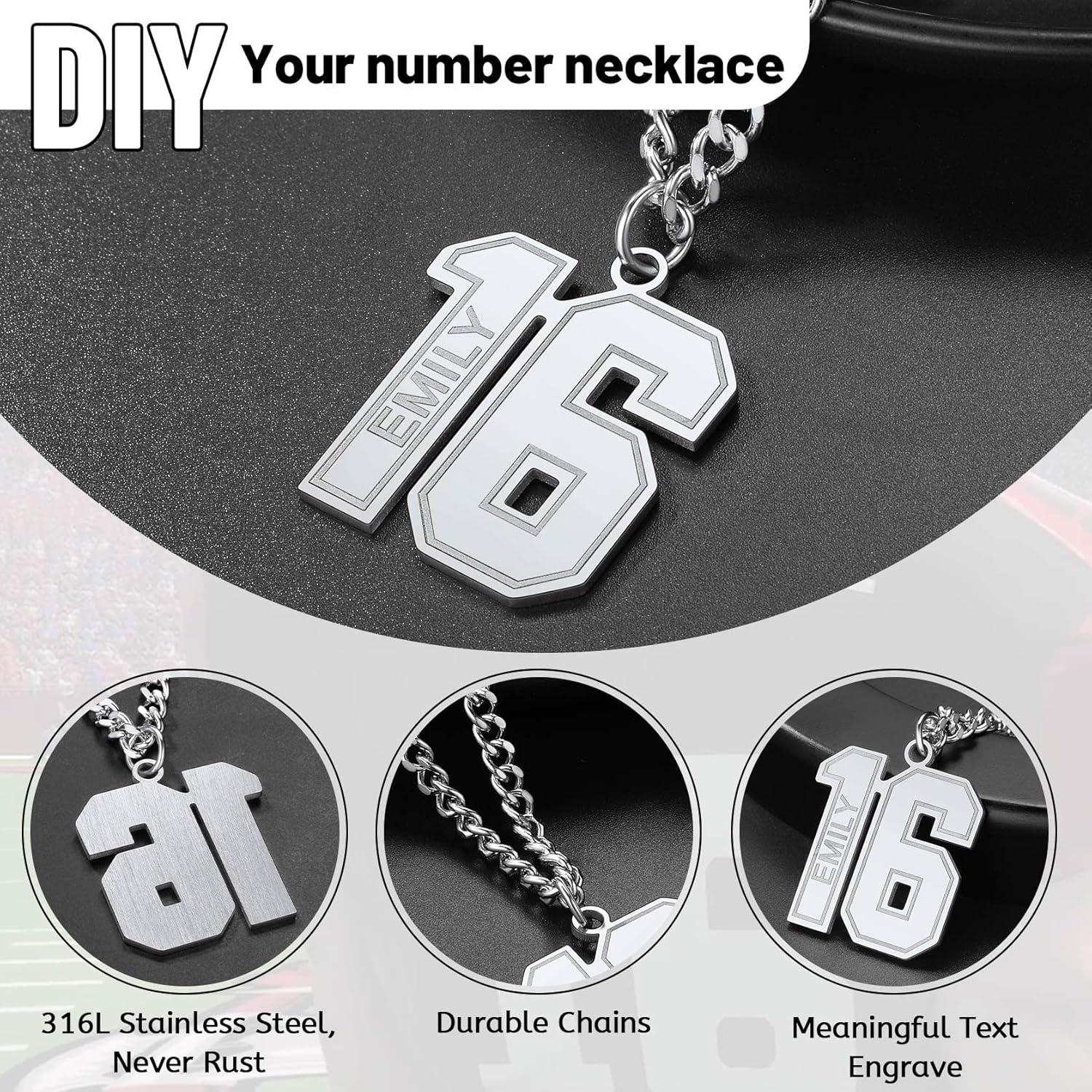 imageChainsHouse Men 09 Jersey Number Necklace Custom Necklace BaseballBasketballFootball with Number Personalized Number Pendant Stainless Steel Chain Sports Necklaces for Men Women with Gift Box0199 Number Name CustomSteel