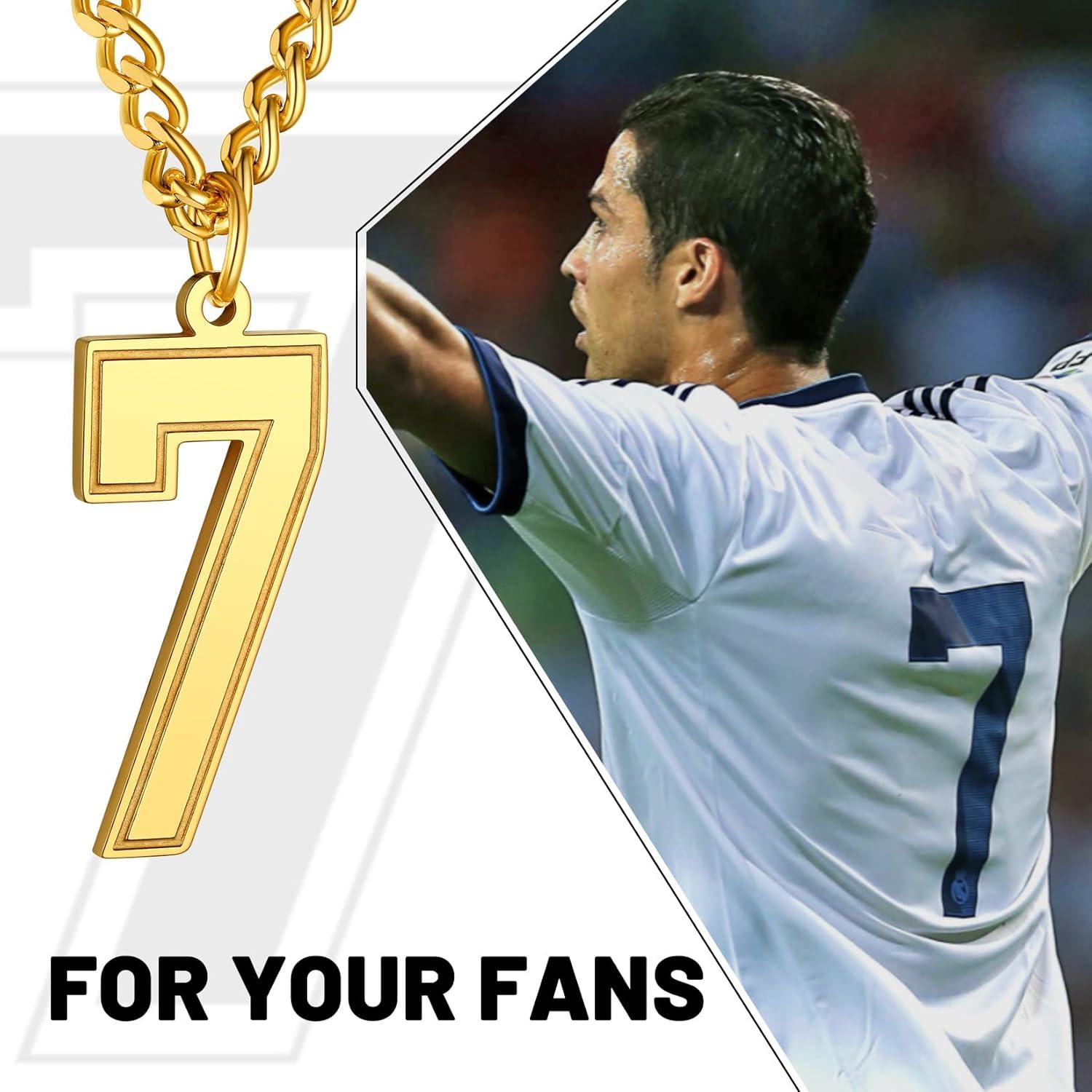 imageChainsHouse Men 09 Jersey Number Necklace Custom Necklace BaseballBasketballFootball with Number Personalized Number Pendant Stainless Steel Chain Sports Necklaces for Men Women with Gift BoxNumber 7Gold
