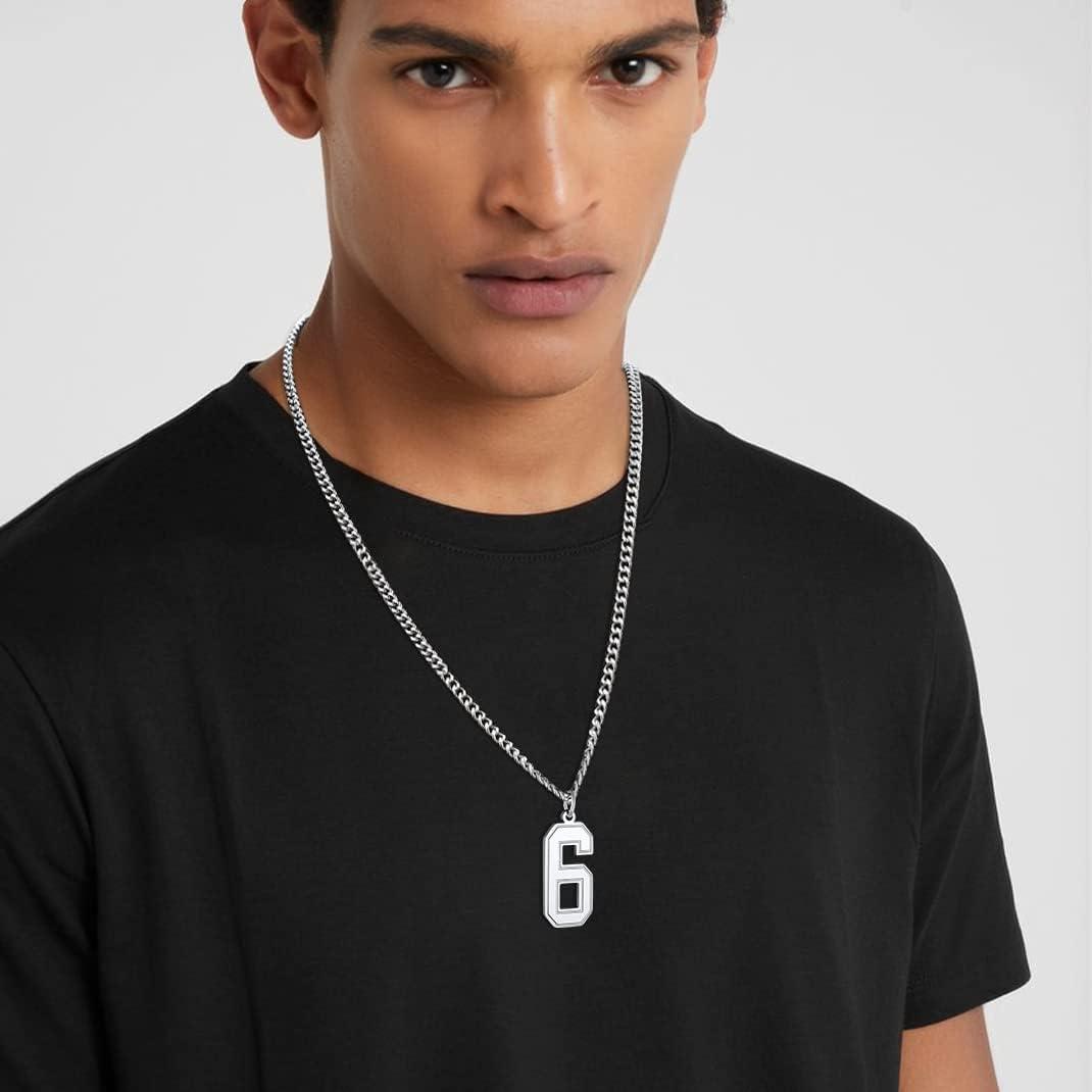 imageChainsHouse Men 09 Jersey Number Necklace Custom Necklace BaseballBasketballFootball with Number Personalized Number Pendant Stainless Steel Chain Sports Necklaces for Men Women with Gift BoxNumber 9Steel