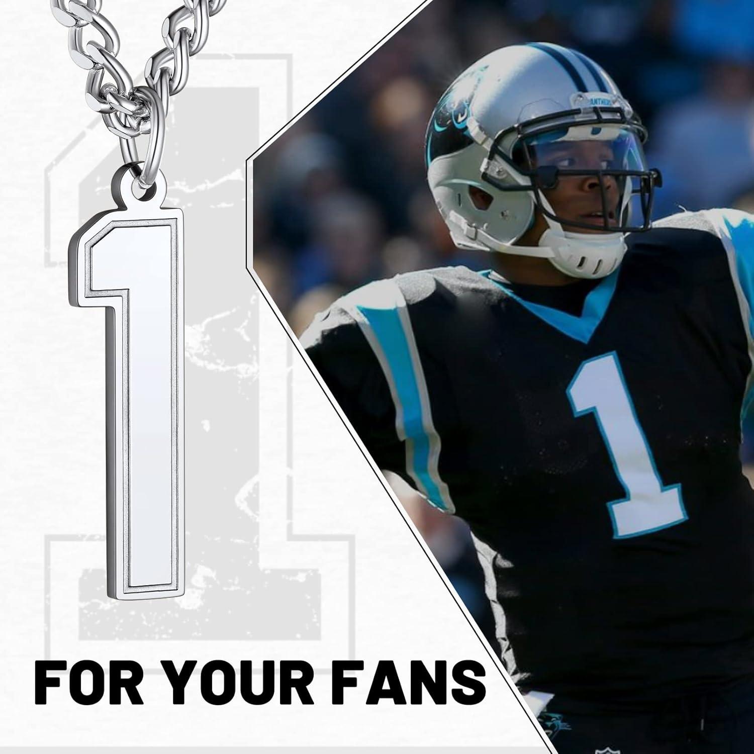 imageChainsHouse Men 09 Jersey Number Necklace Custom Necklace BaseballBasketballFootball with Number Personalized Number Pendant Stainless Steel Chain Sports Necklaces for Men Women with Gift BoxNumber 1Steel