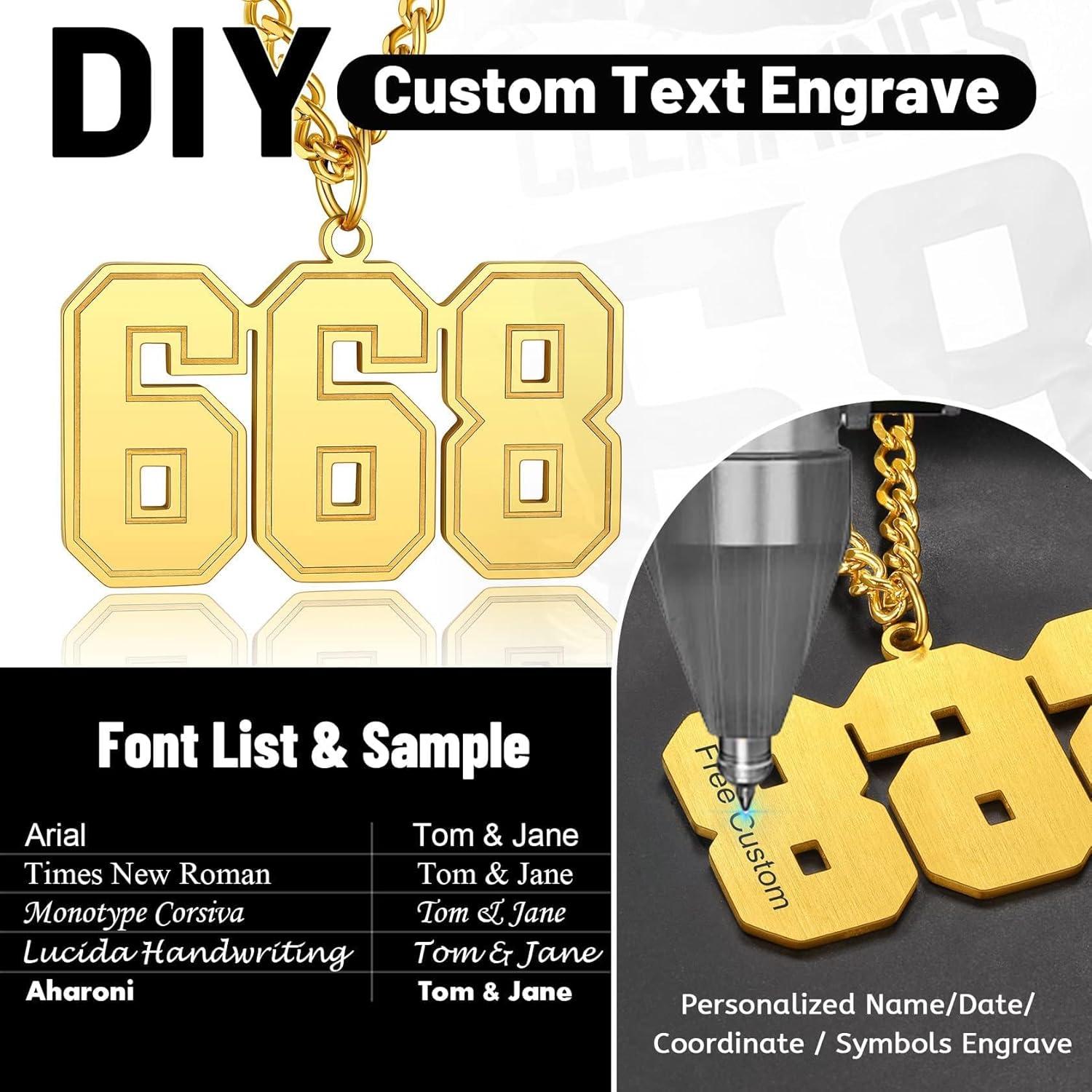 imageChainsHouse Men 09 Jersey Number Necklace Custom Necklace BaseballBasketballFootball with Number Personalized Number Pendant Stainless Steel Chain Sports Necklaces for Men Women with Gift Box001999 Number CustomGold