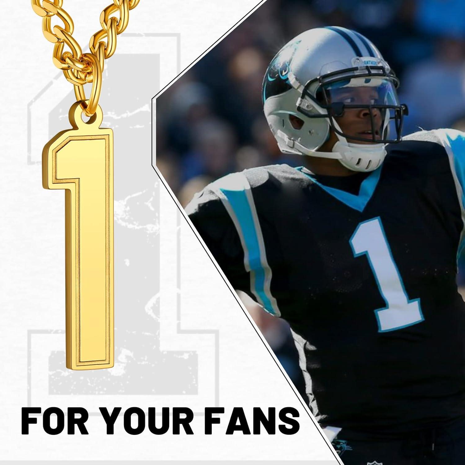 imageChainsHouse Men 09 Jersey Number Necklace Custom Necklace BaseballBasketballFootball with Number Personalized Number Pendant Stainless Steel Chain Sports Necklaces for Men Women with Gift BoxNumber 1Gold