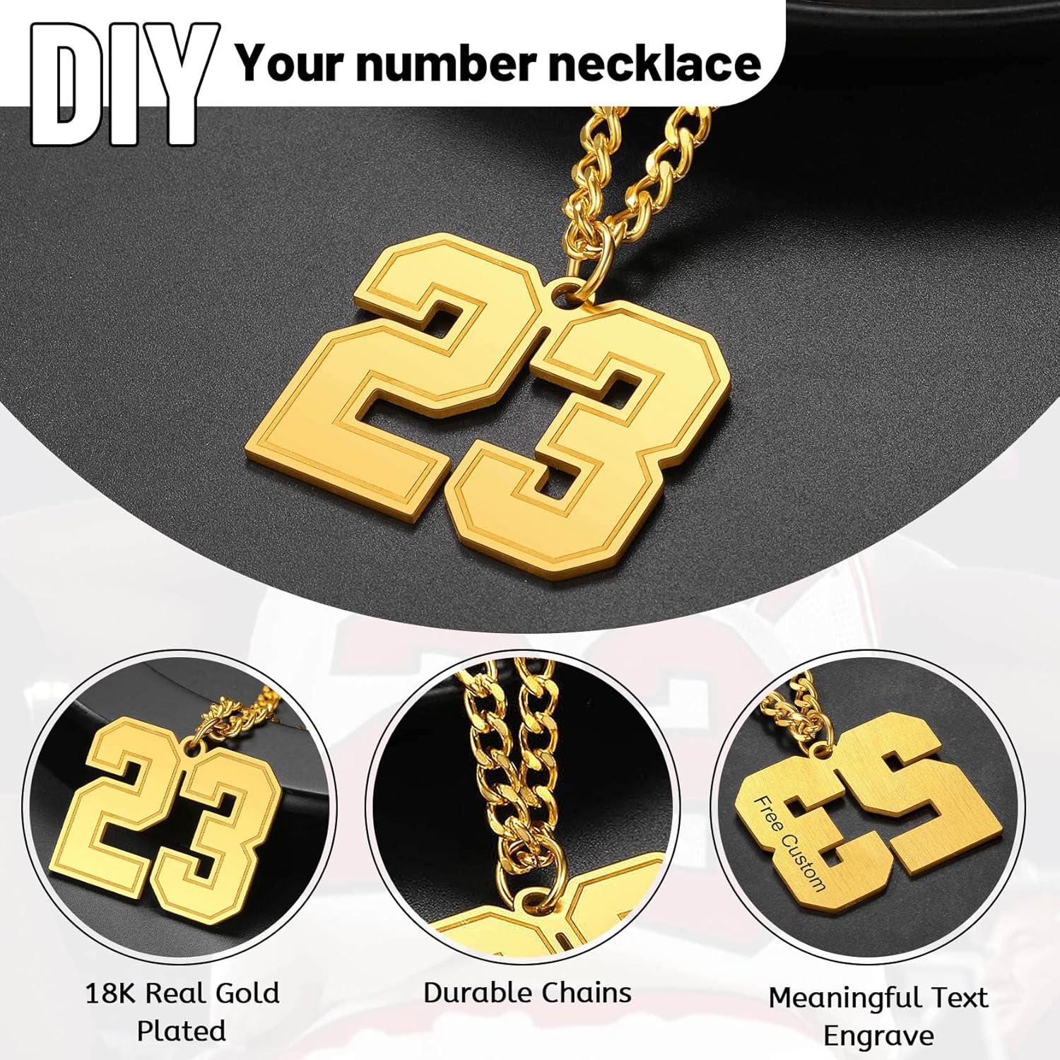 imageChainsHouse Men 09 Jersey Number Necklace Custom Necklace BaseballBasketballFootball with Number Personalized Number Pendant Stainless Steel Chain Sports Necklaces for Men Women with Gift Box0199 Number CustomGold