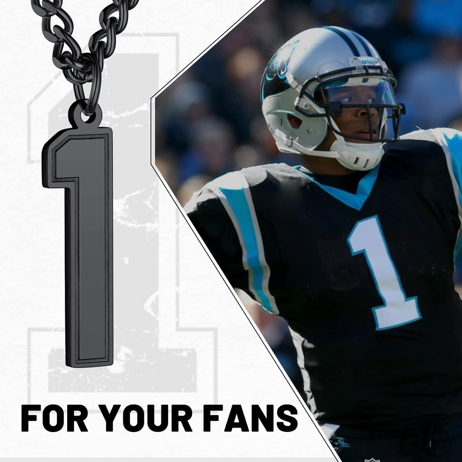 imageChainsHouse Men 09 Jersey Number Necklace Custom Necklace BaseballBasketballFootball with Number Personalized Number Pendant Stainless Steel Chain Sports Necklaces for Men Women with Gift BoxNumber 1Black