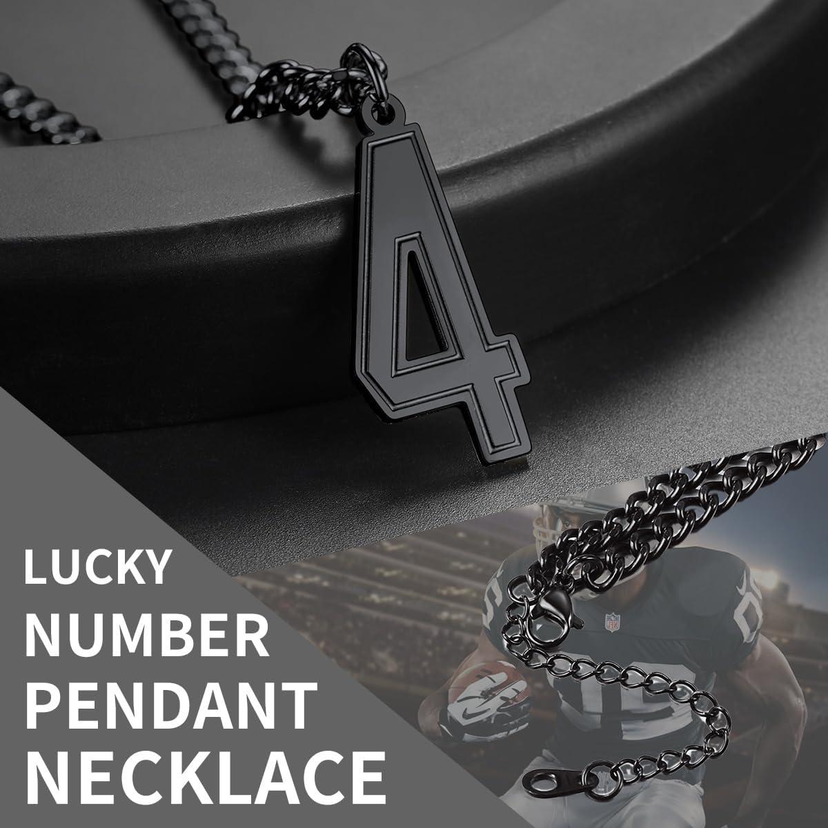 imageChainsHouse Men 09 Jersey Number Necklace Custom Necklace BaseballBasketballFootball with Number Personalized Number Pendant Stainless Steel Chain Sports Necklaces for Men Women with Gift BoxNumber 5Black