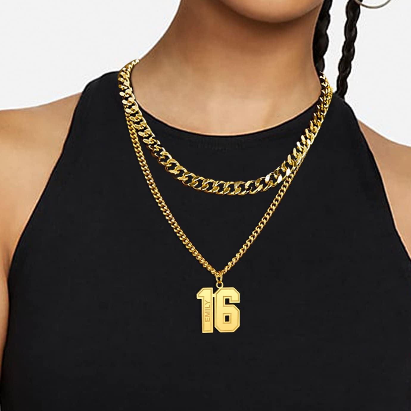imageChainsHouse Men 09 Jersey Number Necklace Custom Necklace BaseballBasketballFootball with Number Personalized Number Pendant Stainless Steel Chain Sports Necklaces for Men Women with Gift Box0199 Number Name CustomGold