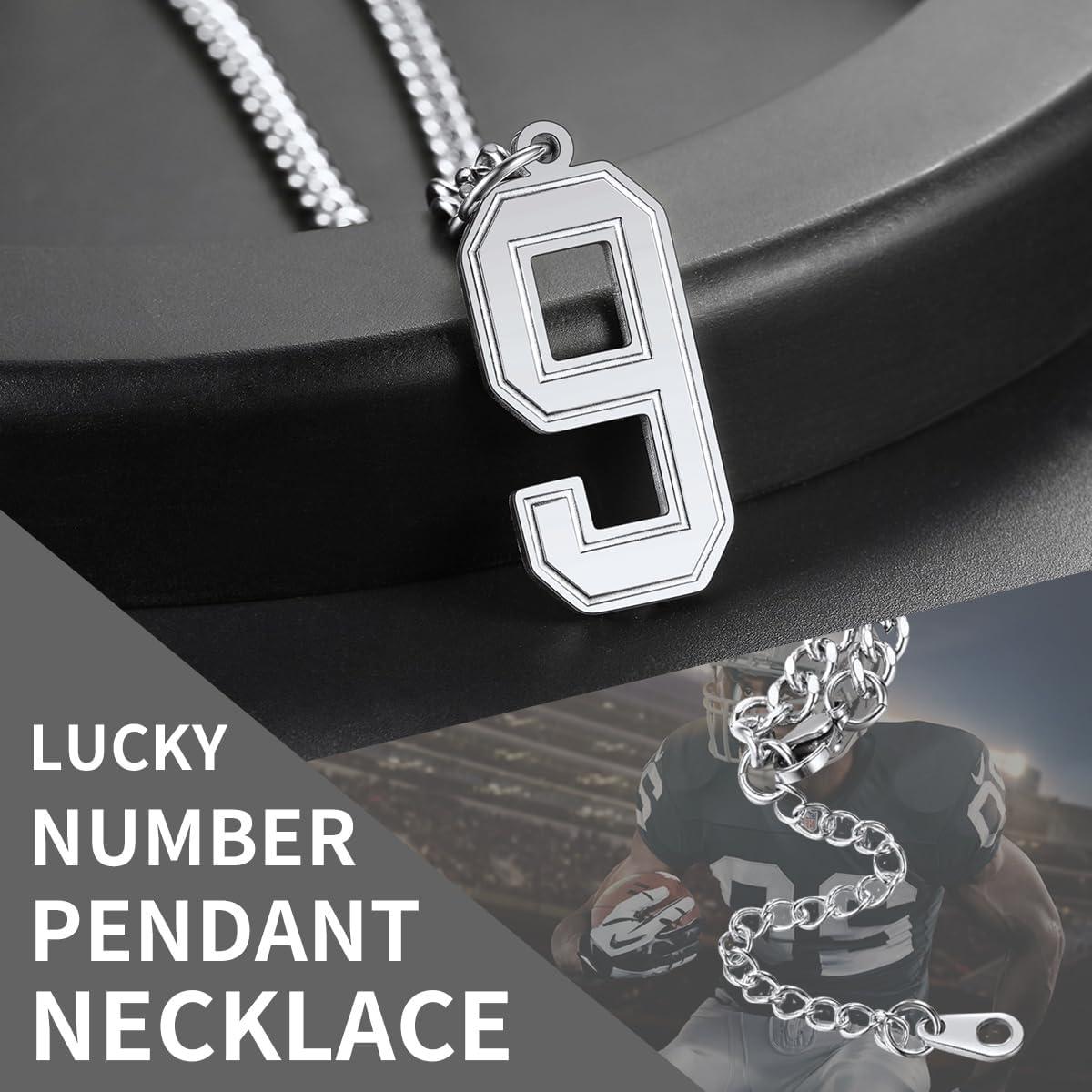 imageChainsHouse Men 09 Jersey Number Necklace Custom Necklace BaseballBasketballFootball with Number Personalized Number Pendant Stainless Steel Chain Sports Necklaces for Men Women with Gift BoxNumber 3Steel