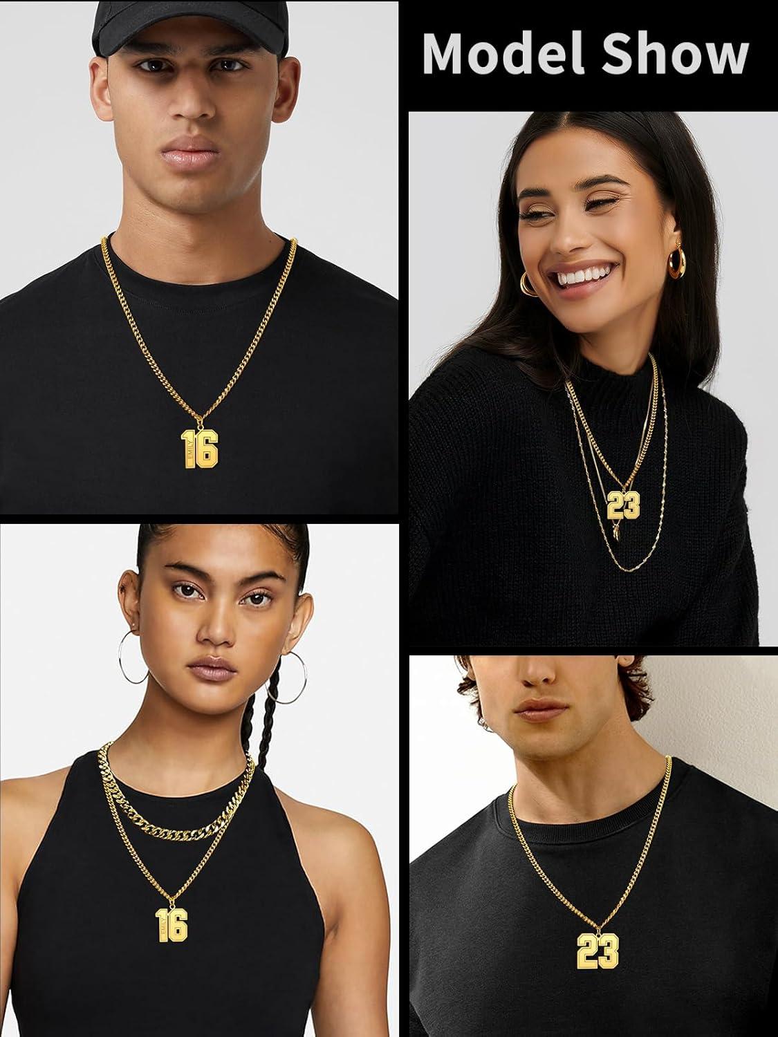 imageChainsHouse Men 09 Jersey Number Necklace Custom Necklace BaseballBasketballFootball with Number Personalized Number Pendant Stainless Steel Chain Sports Necklaces for Men Women with Gift Box0199 Number CustomGold