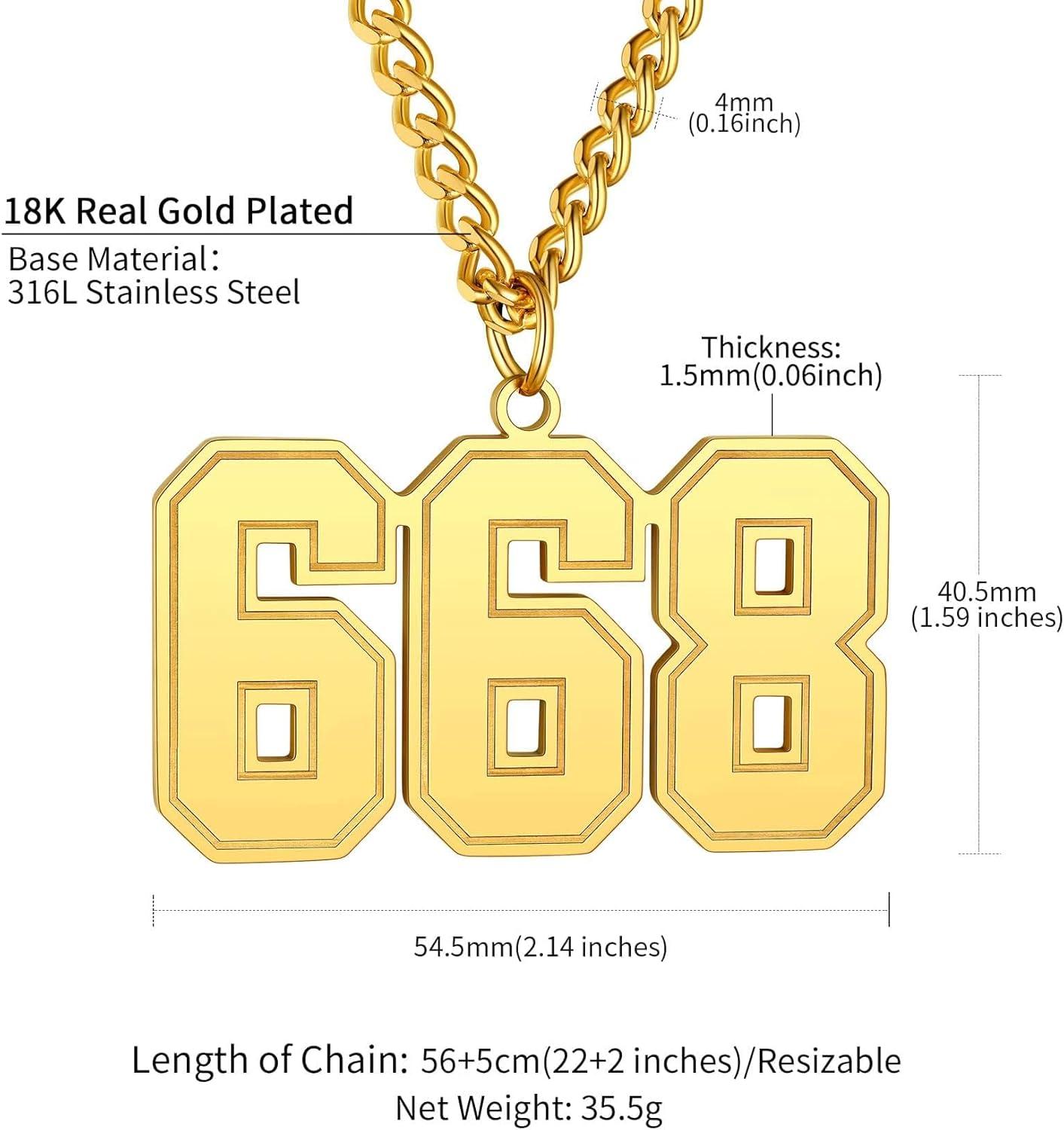 imageChainsHouse Men 09 Jersey Number Necklace Custom Necklace BaseballBasketballFootball with Number Personalized Number Pendant Stainless Steel Chain Sports Necklaces for Men Women with Gift Box001999 Number CustomGold