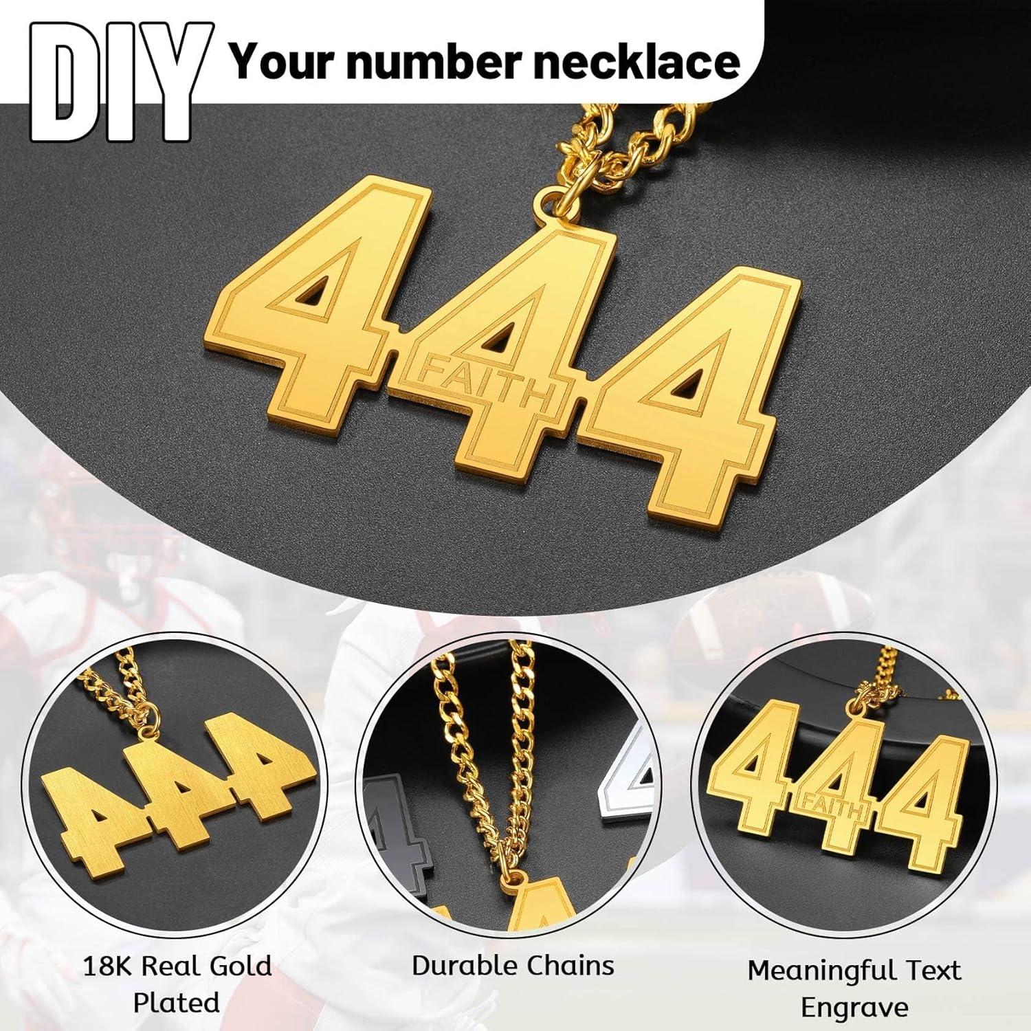 imageChainsHouse Men 09 Jersey Number Necklace Custom Necklace BaseballBasketballFootball with Number Personalized Number Pendant Stainless Steel Chain Sports Necklaces for Men Women with Gift Box001999 Number Name CustomGold