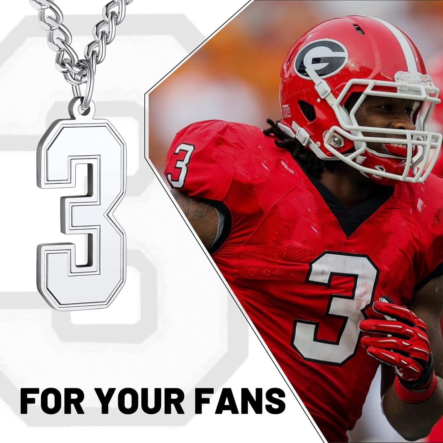 imageChainsHouse Men 09 Jersey Number Necklace Custom Necklace BaseballBasketballFootball with Number Personalized Number Pendant Stainless Steel Chain Sports Necklaces for Men Women with Gift BoxNumber 3Steel