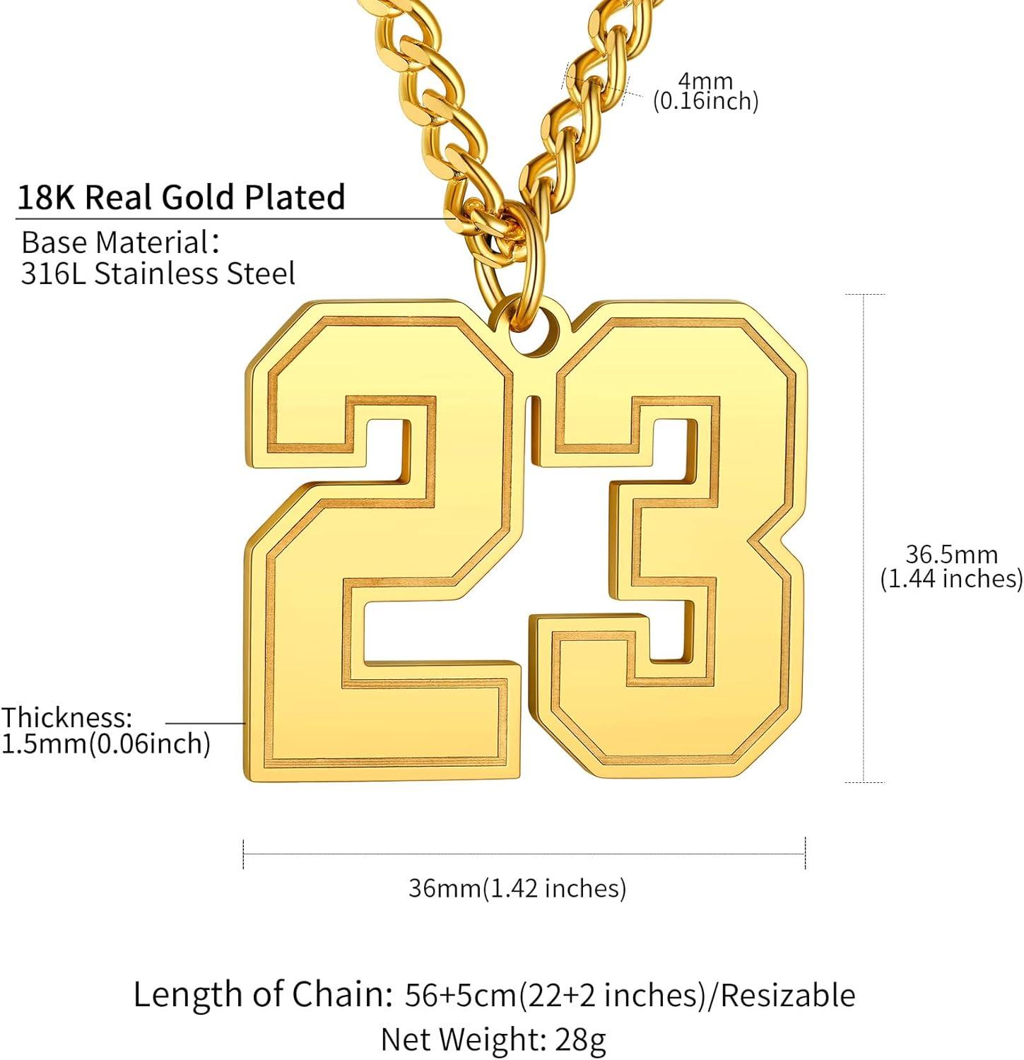 imageChainsHouse Men 09 Jersey Number Necklace Custom Necklace BaseballBasketballFootball with Number Personalized Number Pendant Stainless Steel Chain Sports Necklaces for Men Women with Gift Box0199 Number CustomGold