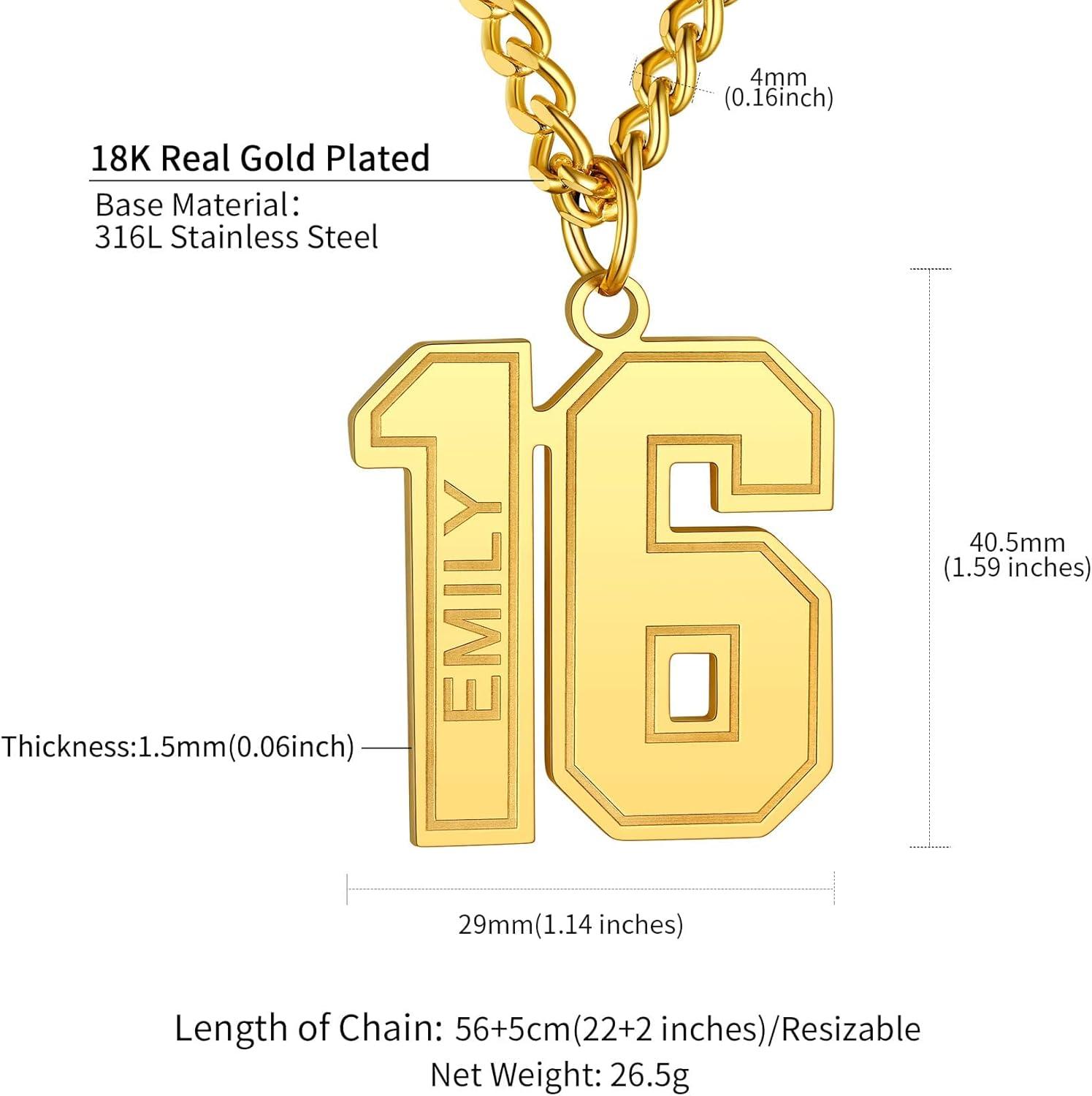 imageChainsHouse Men 09 Jersey Number Necklace Custom Necklace BaseballBasketballFootball with Number Personalized Number Pendant Stainless Steel Chain Sports Necklaces for Men Women with Gift Box0199 Number Name CustomGold