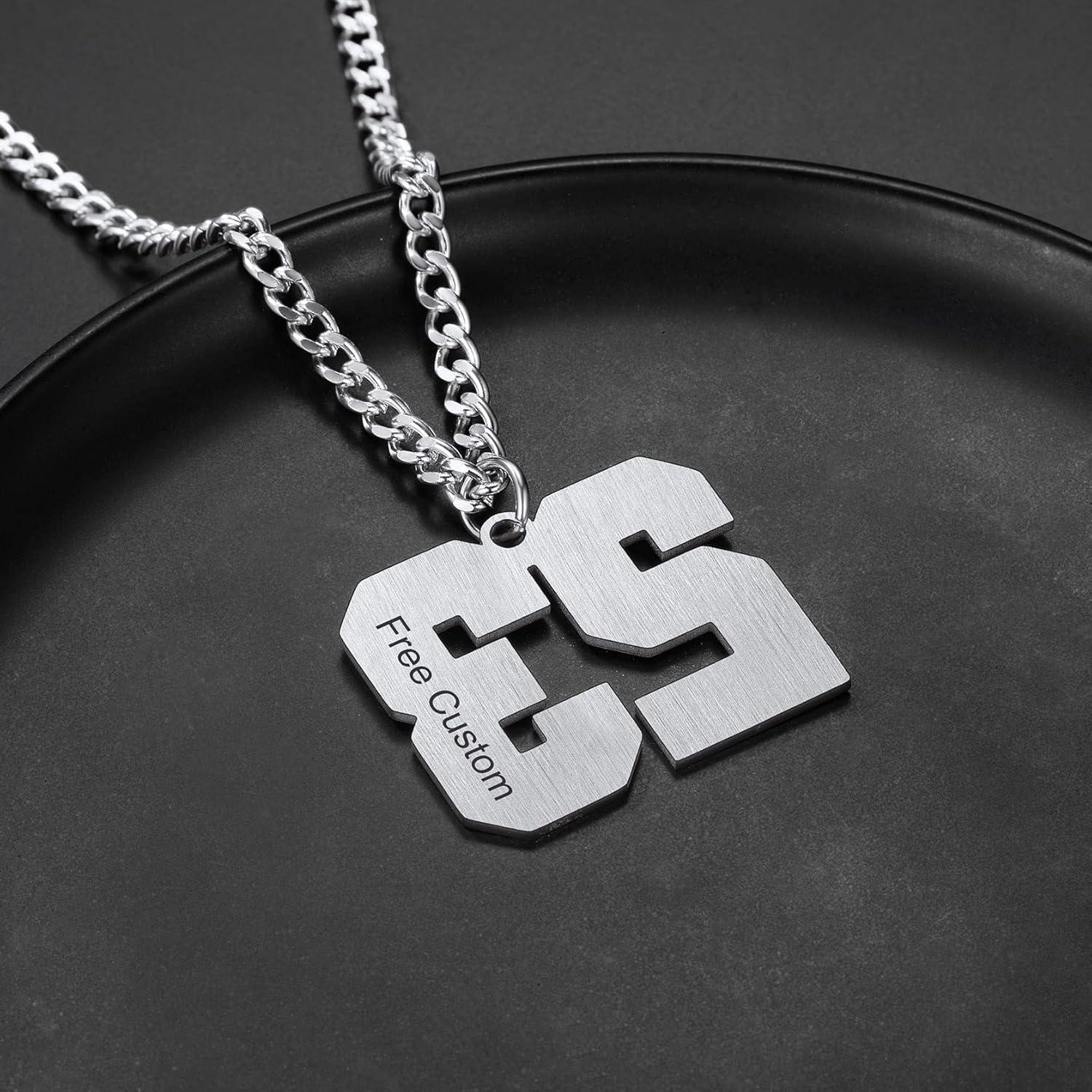 imageChainsHouse Men 09 Jersey Number Necklace Custom Necklace BaseballBasketballFootball with Number Personalized Number Pendant Stainless Steel Chain Sports Necklaces for Men Women with Gift Box0199 Number CustomSteel