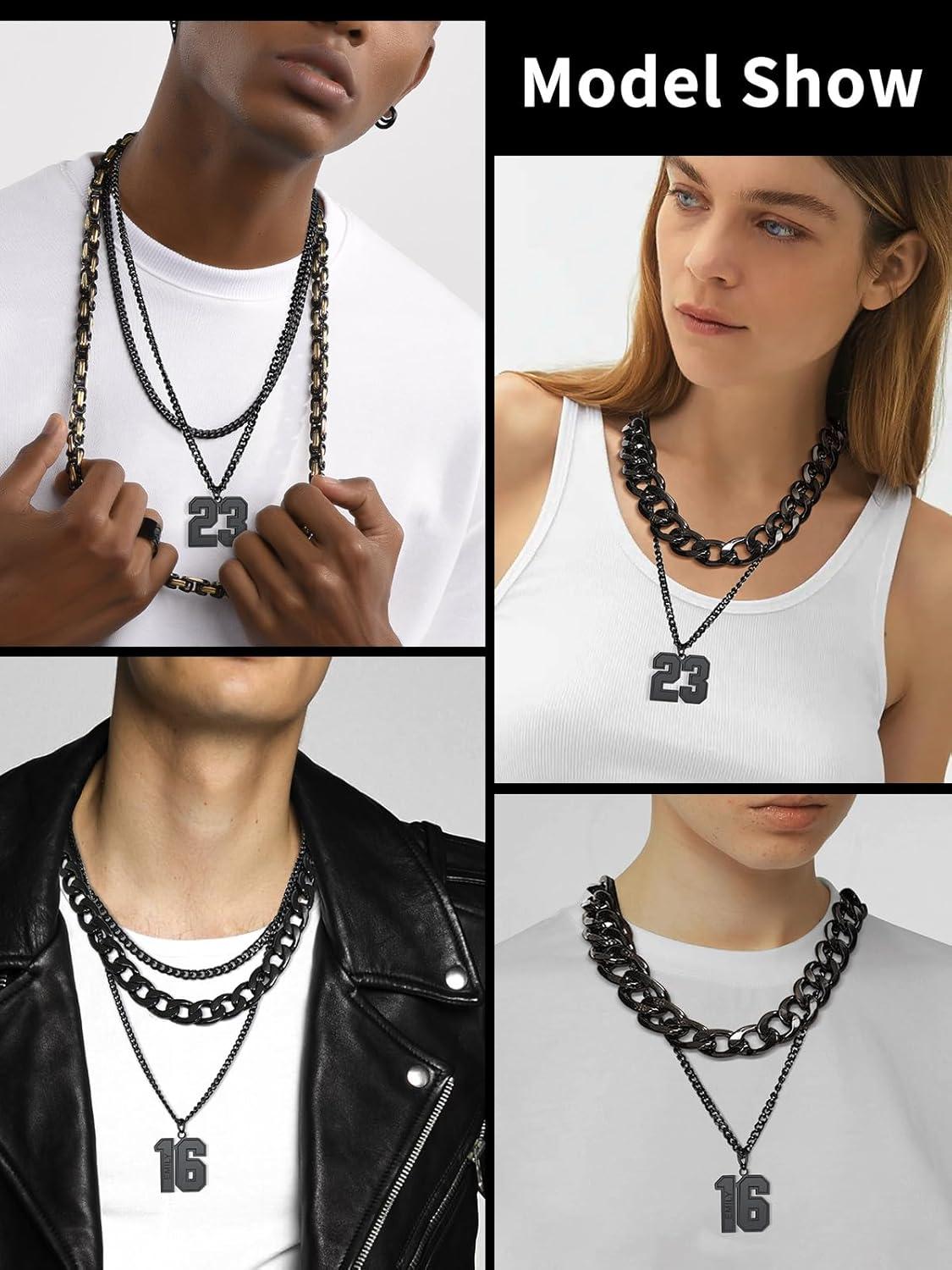 imageChainsHouse Men 09 Jersey Number Necklace Custom Necklace BaseballBasketballFootball with Number Personalized Number Pendant Stainless Steel Chain Sports Necklaces for Men Women with Gift Box0199 Number CustomBlack