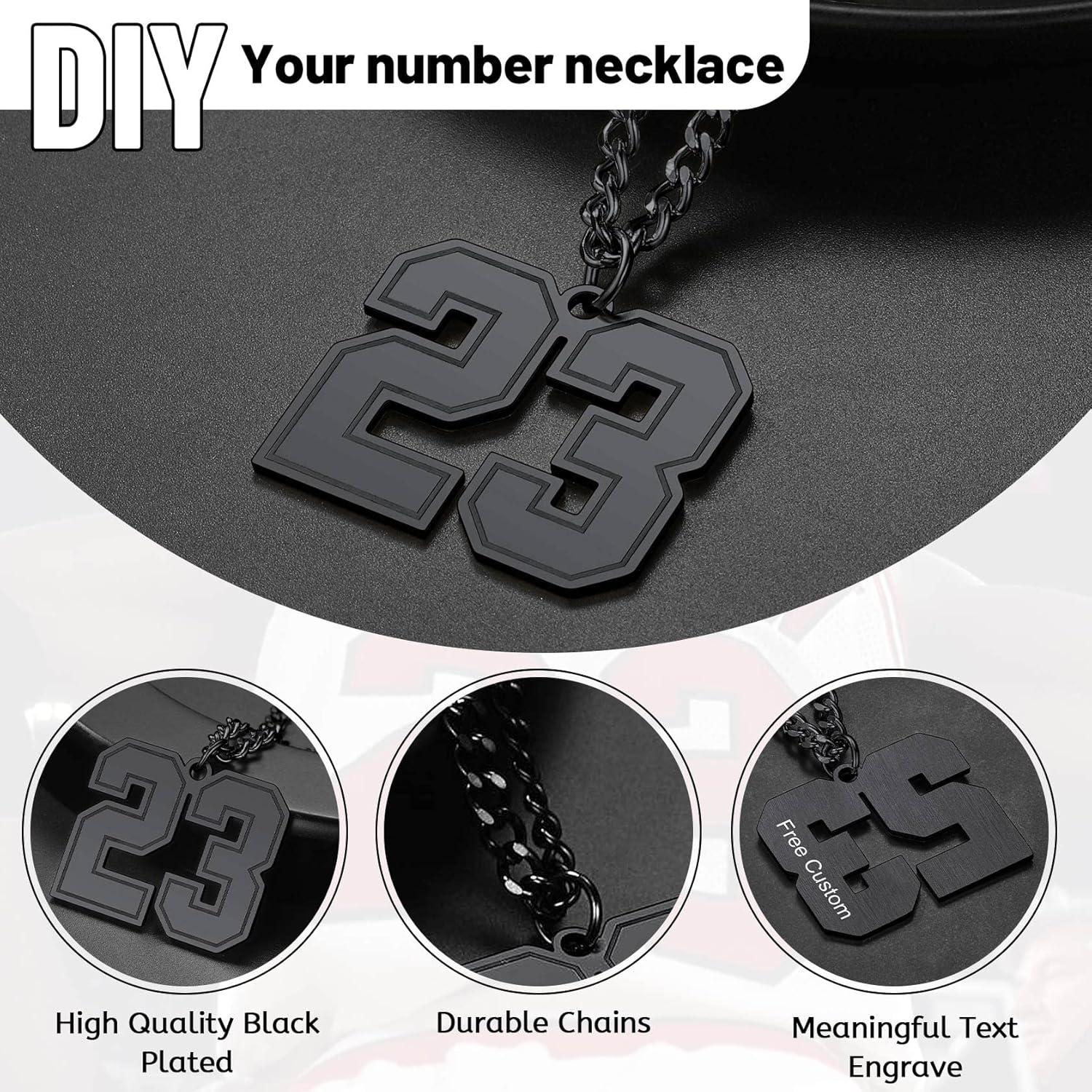 imageChainsHouse Men 09 Jersey Number Necklace Custom Necklace BaseballBasketballFootball with Number Personalized Number Pendant Stainless Steel Chain Sports Necklaces for Men Women with Gift Box0199 Number CustomBlack